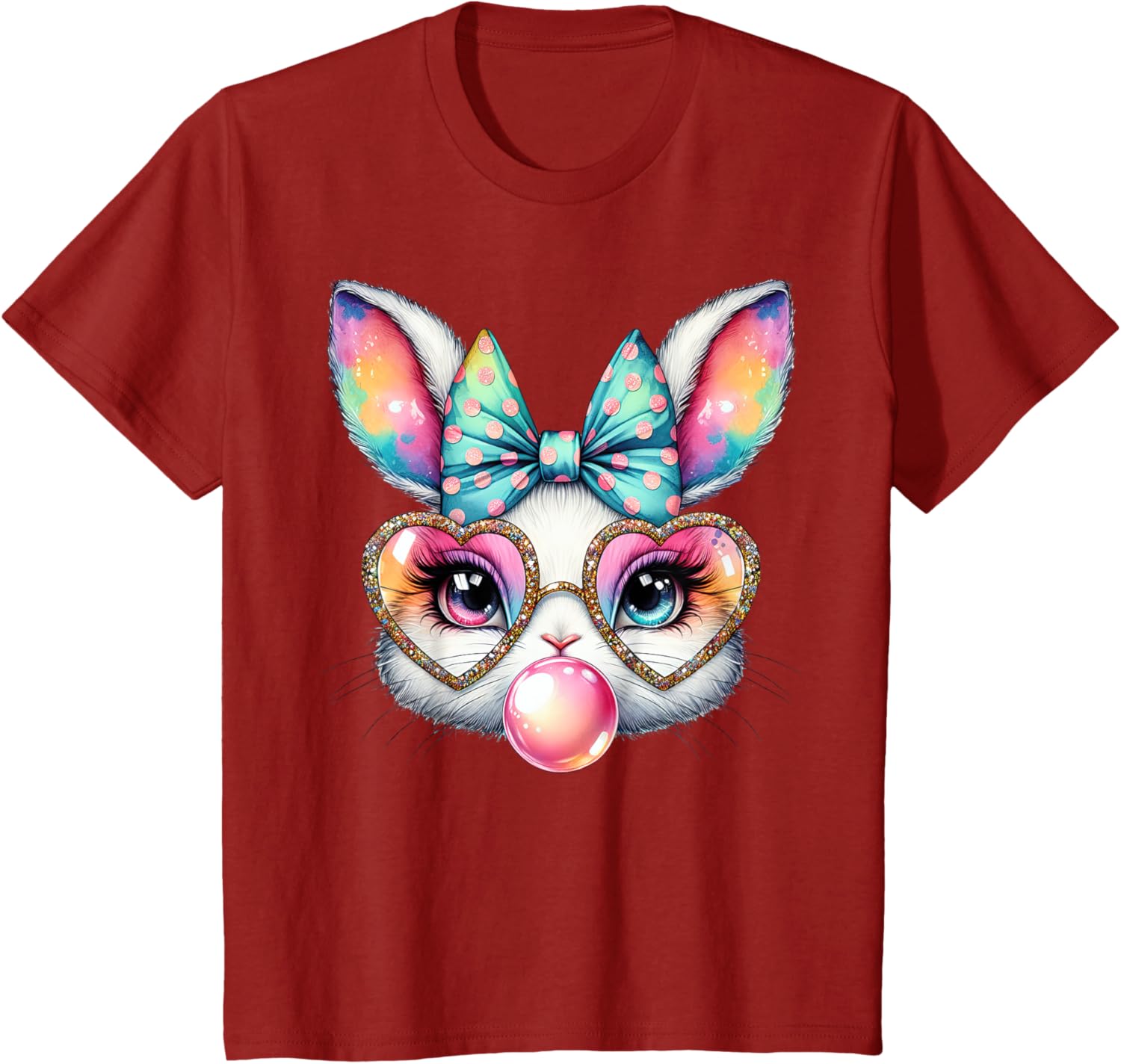 Cute Bunny Rabbit Face Coquette Bow Easter Day Girls Women T-Shirt