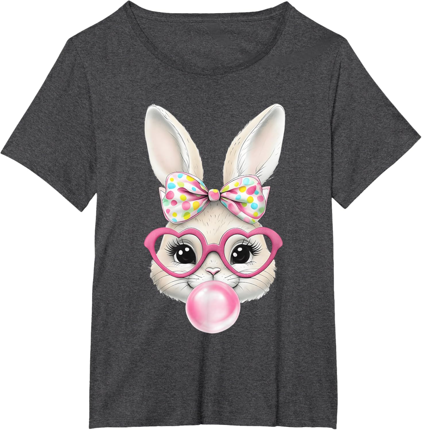 Cute Bunny Rabbit Face Coquette Bow Easter Day Girls Women T-Shirt