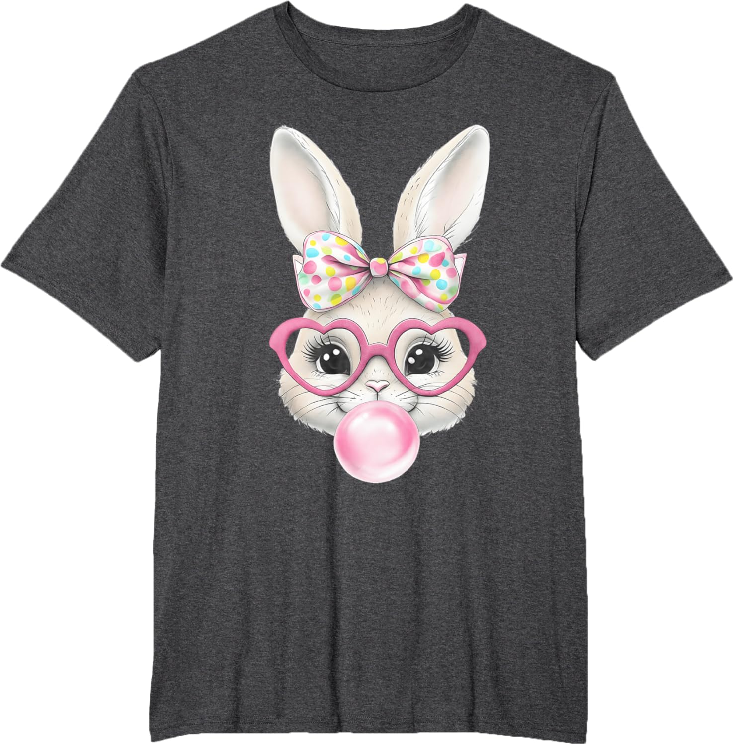 Cute Bunny Rabbit Face Coquette Bow Easter Day Girls Women T-Shirt