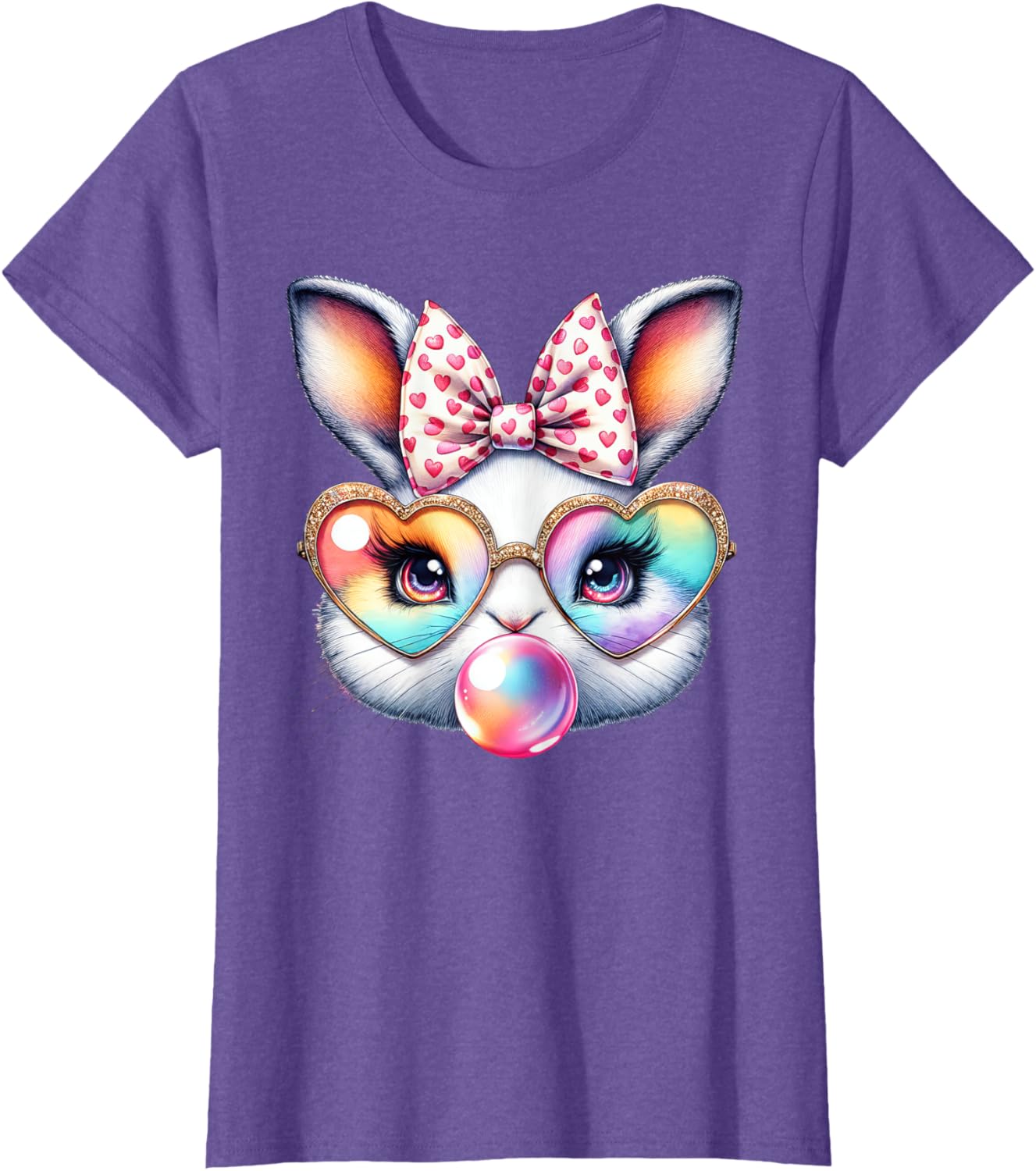 Cute Bunny Rabbit Face Coquette Bow Easter Day Girls Women T-Shirt