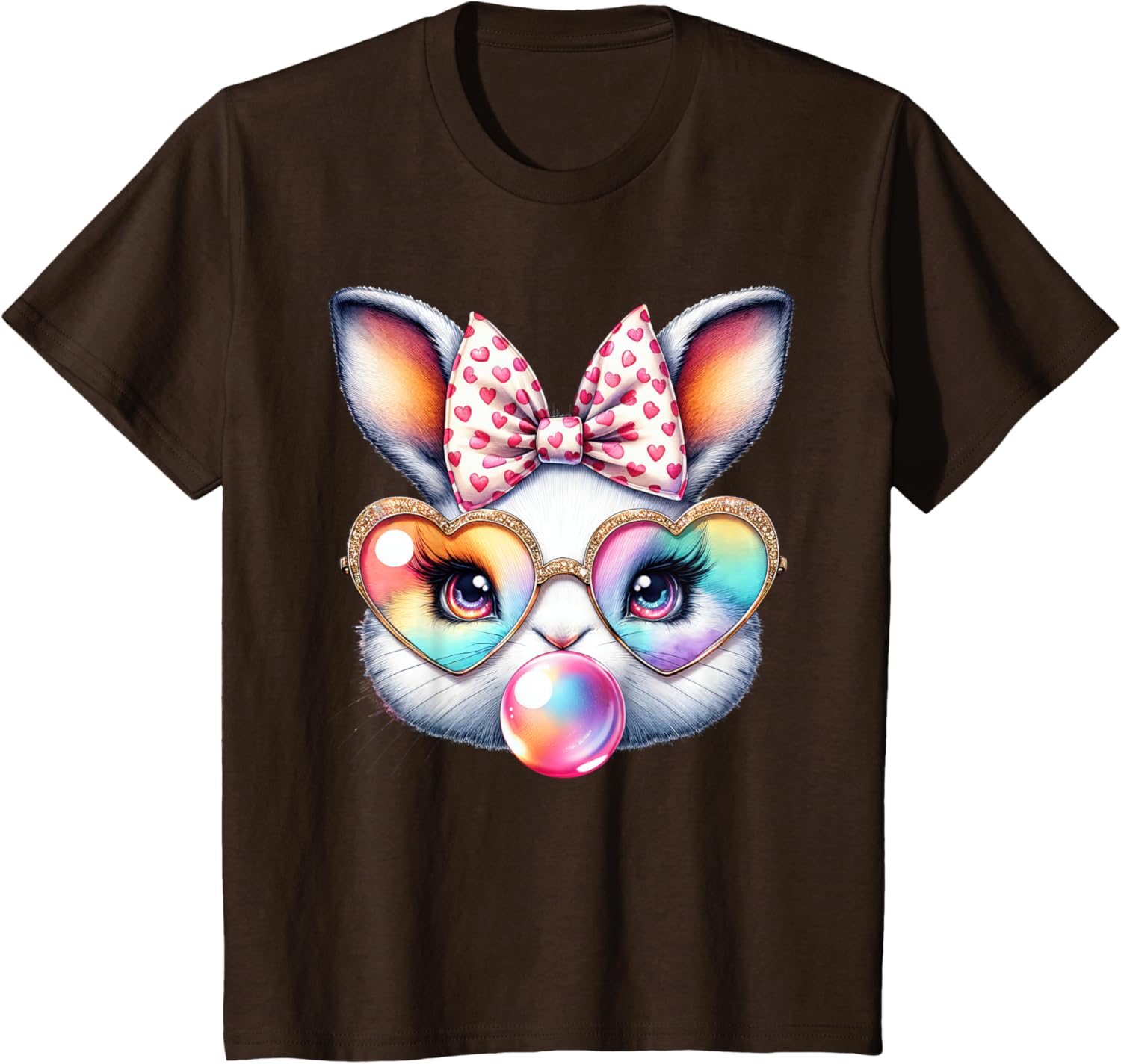 Cute Bunny Rabbit Face Coquette Bow Easter Day Girls Women T-Shirt