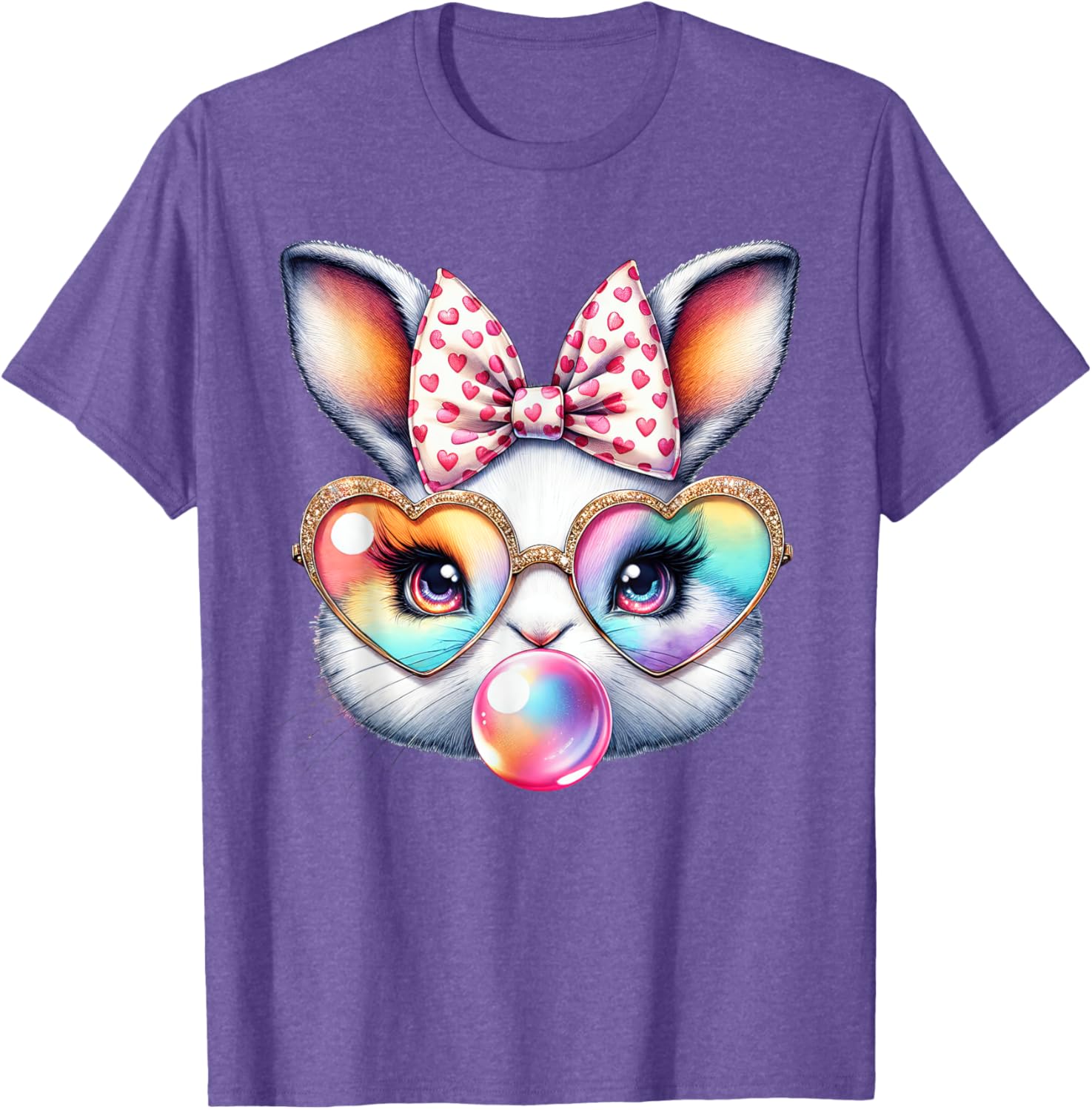 Cute Bunny Rabbit Face Coquette Bow Easter Day Girls Women T-Shirt