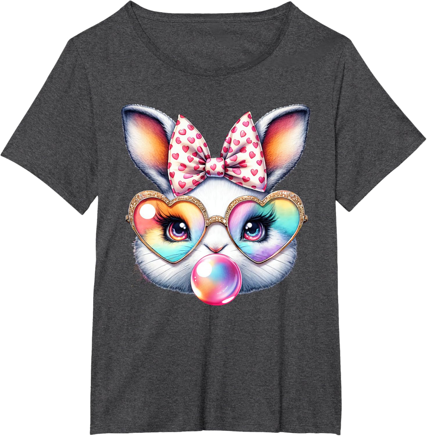 Cute Bunny Rabbit Face Coquette Bow Easter Day Girls Women T-Shirt