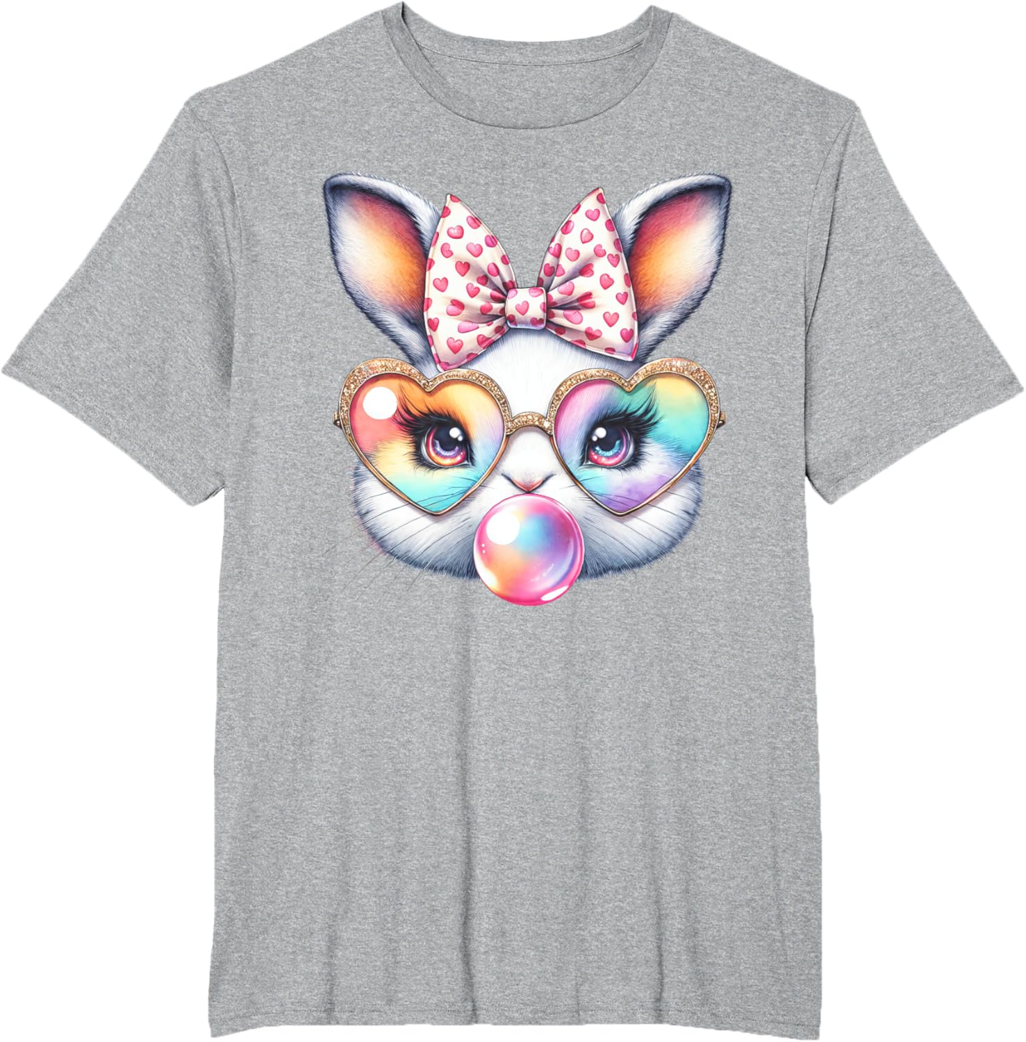 Cute Bunny Rabbit Face Coquette Bow Easter Day Girls Women T-Shirt