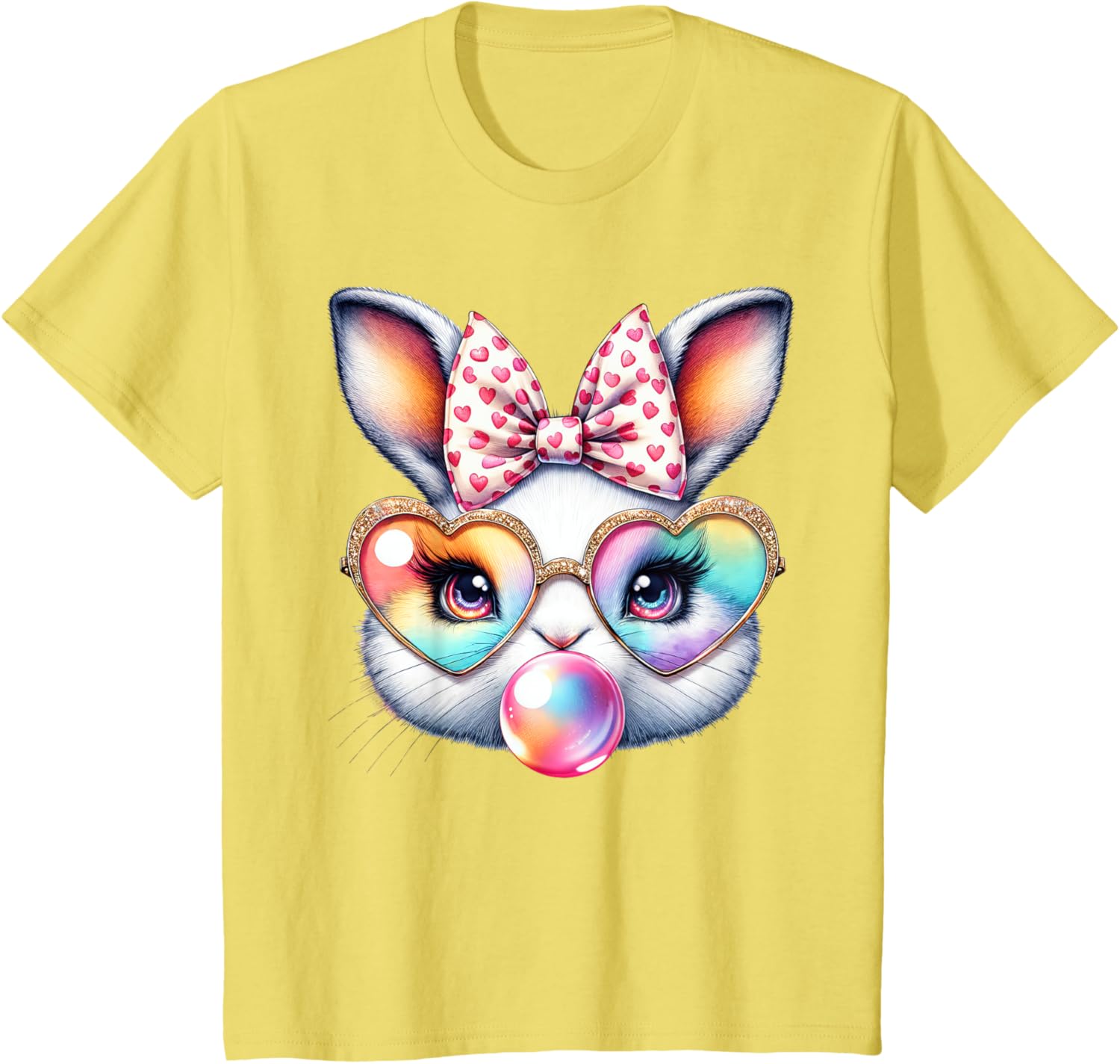 Cute Bunny Rabbit Face Coquette Bow Easter Day Girls Women T-Shirt