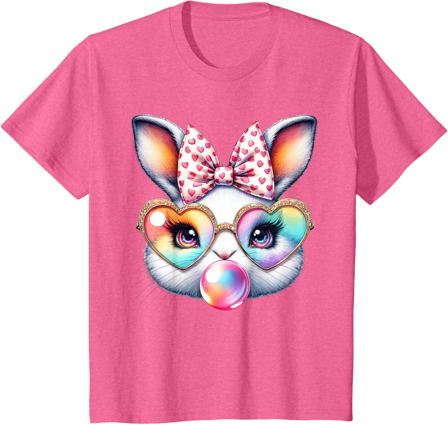 Cute Bunny Rabbit Face Coquette Bow Easter Day Girls Women T-Shirt