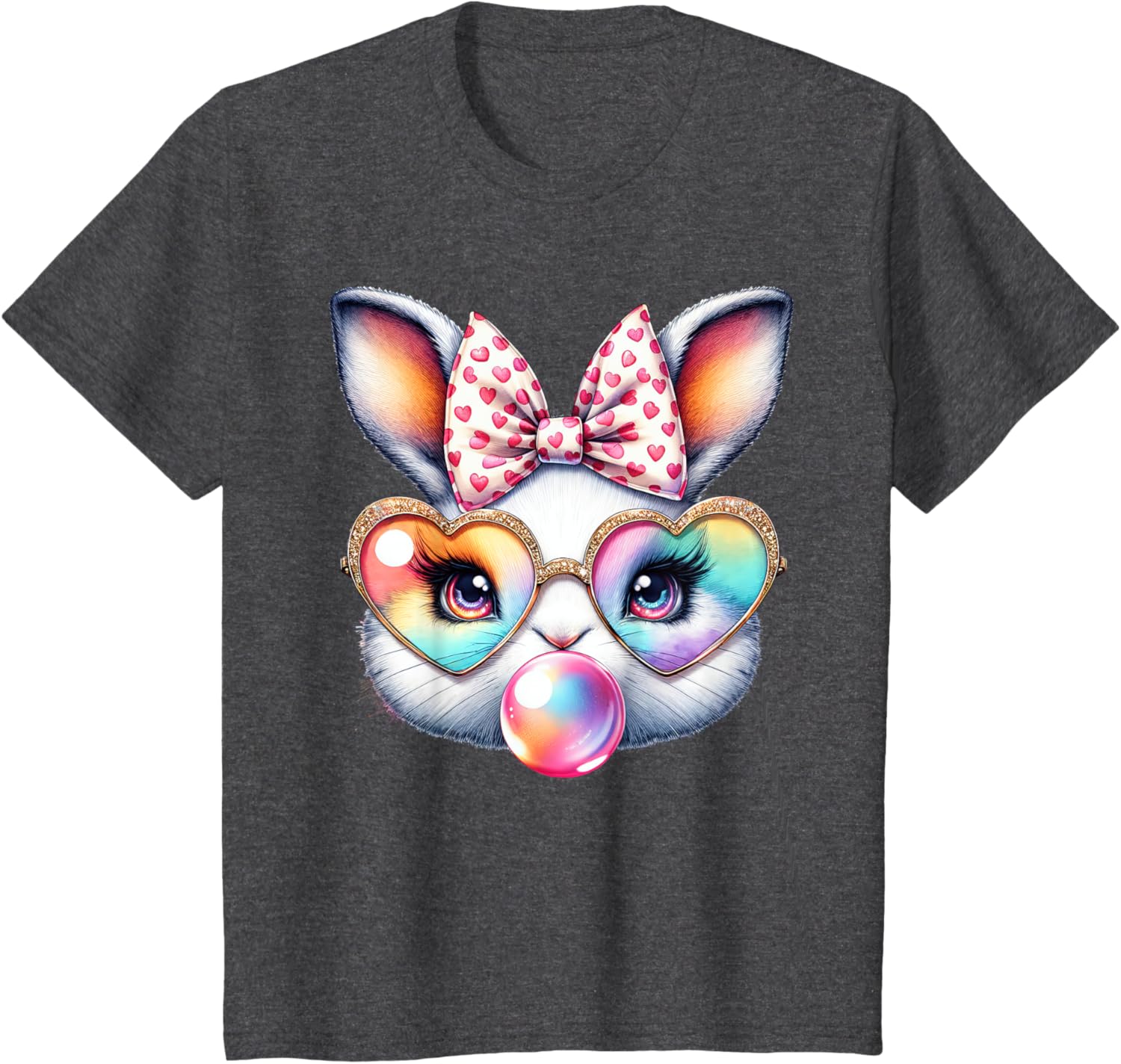 Cute Bunny Rabbit Face Coquette Bow Easter Day Girls Women T-Shirt