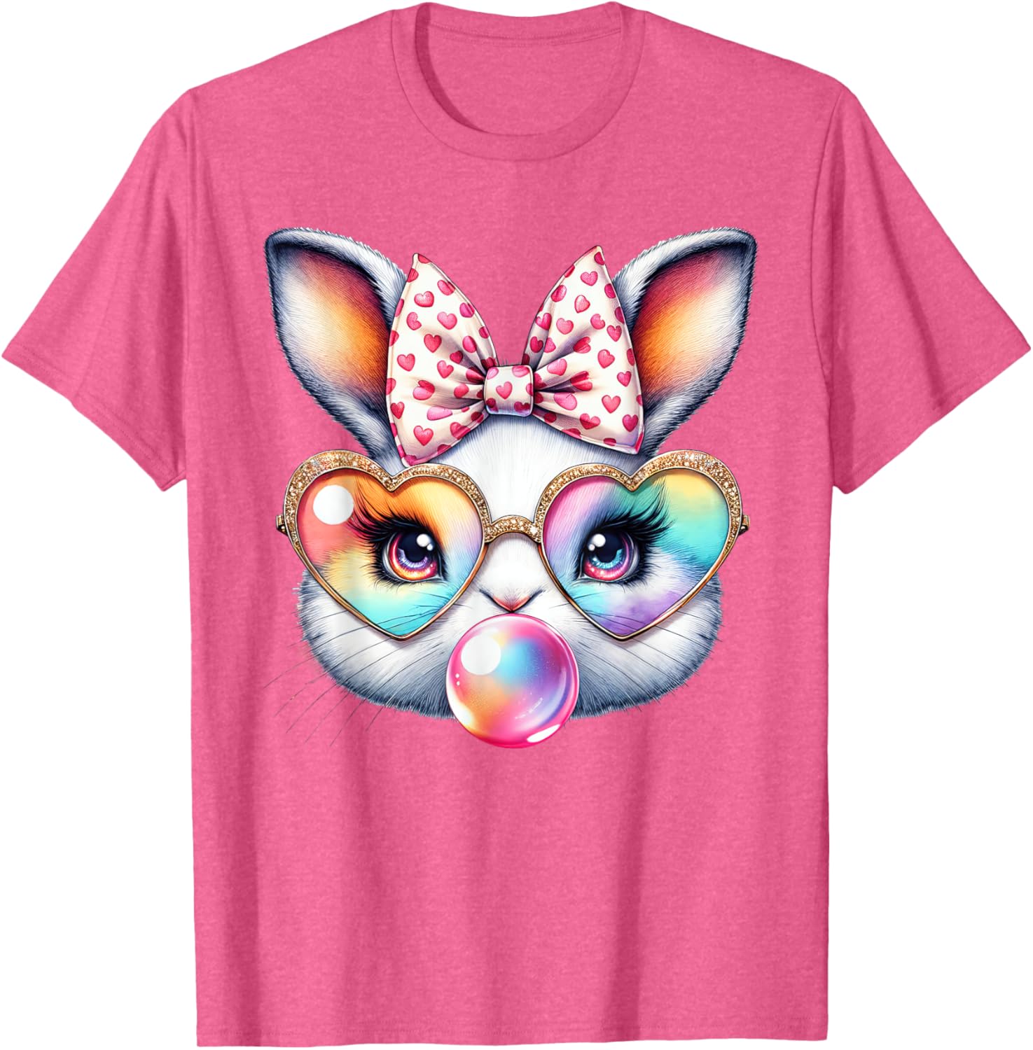 Cute Bunny Rabbit Face Coquette Bow Easter Day Girls Women T-Shirt