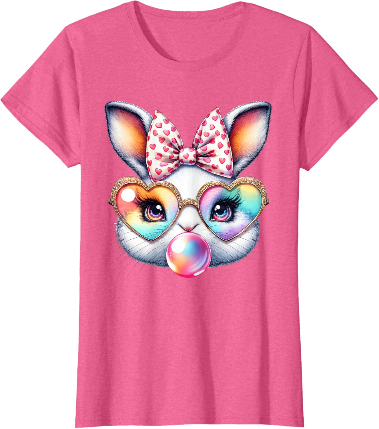 Cute Bunny Rabbit Face Coquette Bow Easter Day Girls Women T-Shirt