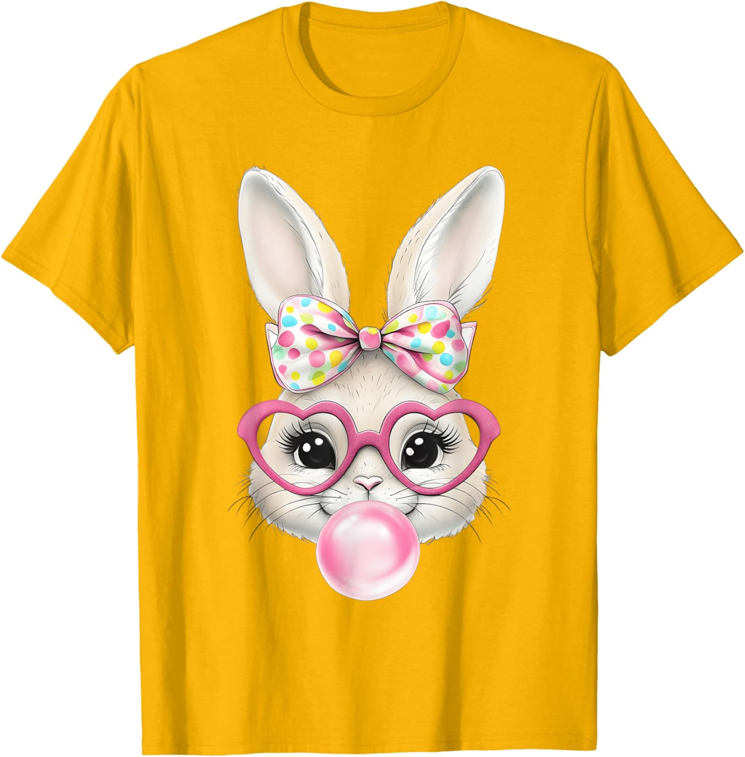 Cute Bunny Rabbit Face Coquette Bow Easter Day Girls Women T-Shirt