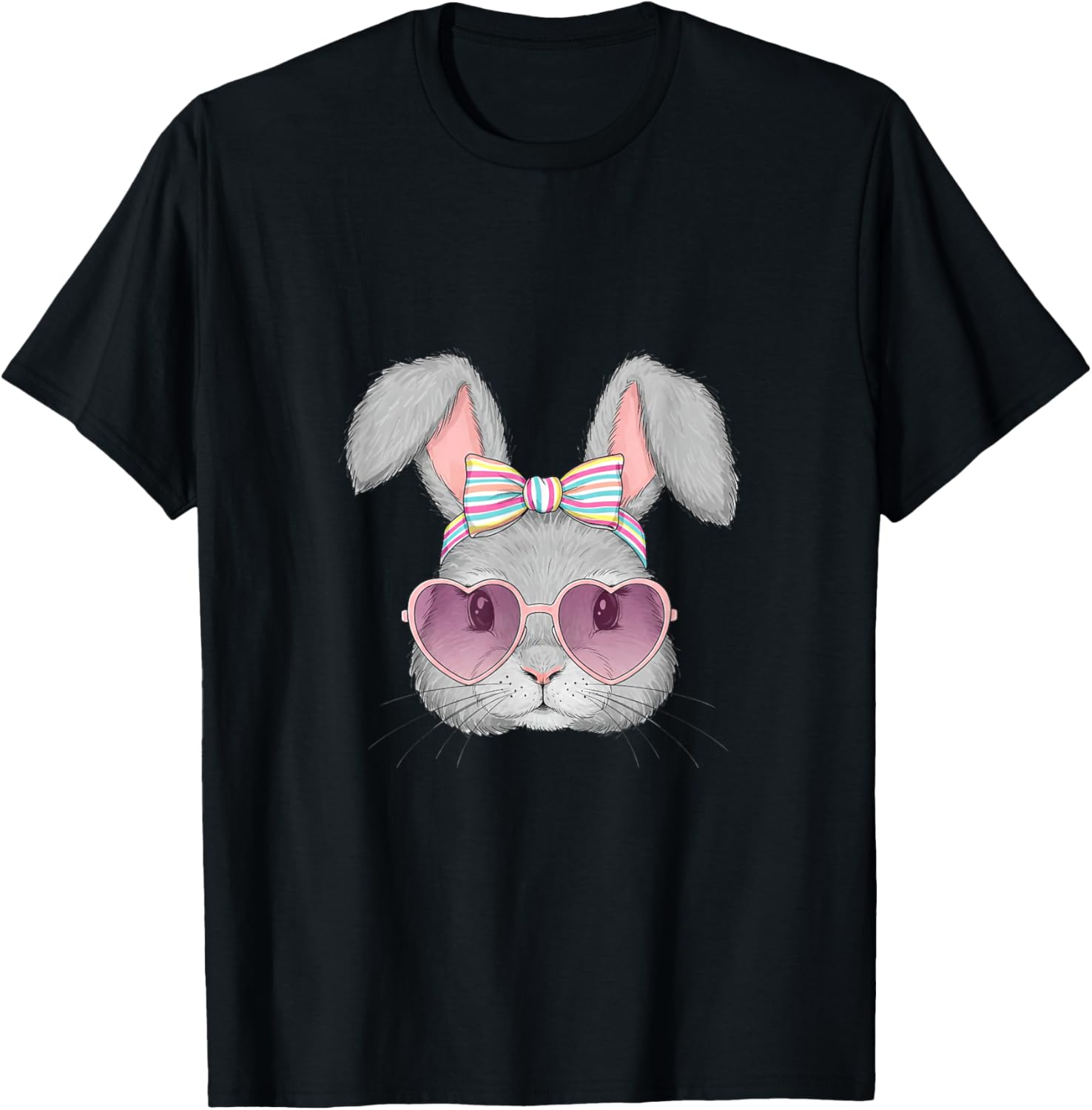 Cute Bunny Rabbit Face Coquette Bow Easter Day Girls Women T-Shirt