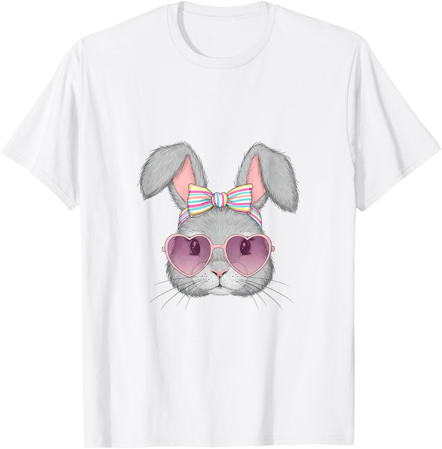 Cute Bunny Rabbit Face Coquette Bow Easter Day Girls Women T-Shirt