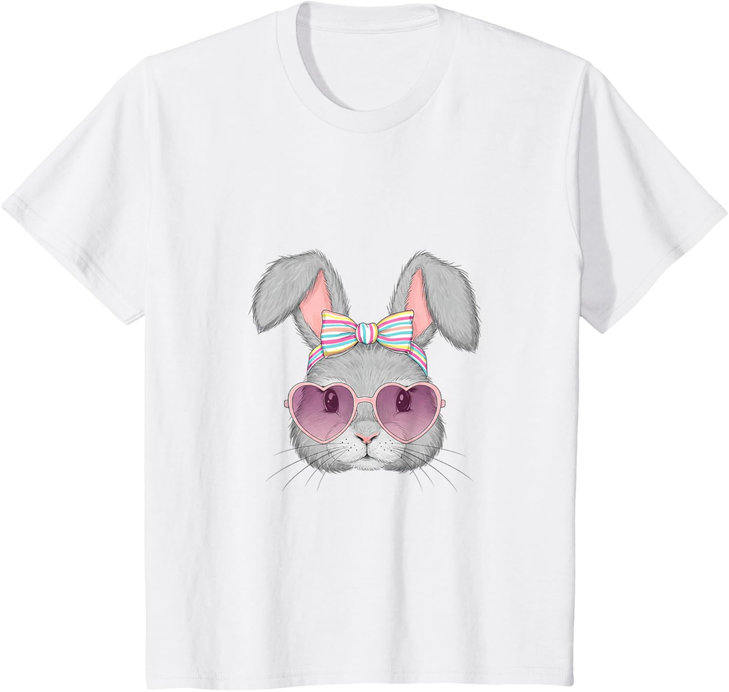 Cute Bunny Rabbit Face Coquette Bow Easter Day Girls Women T-Shirt