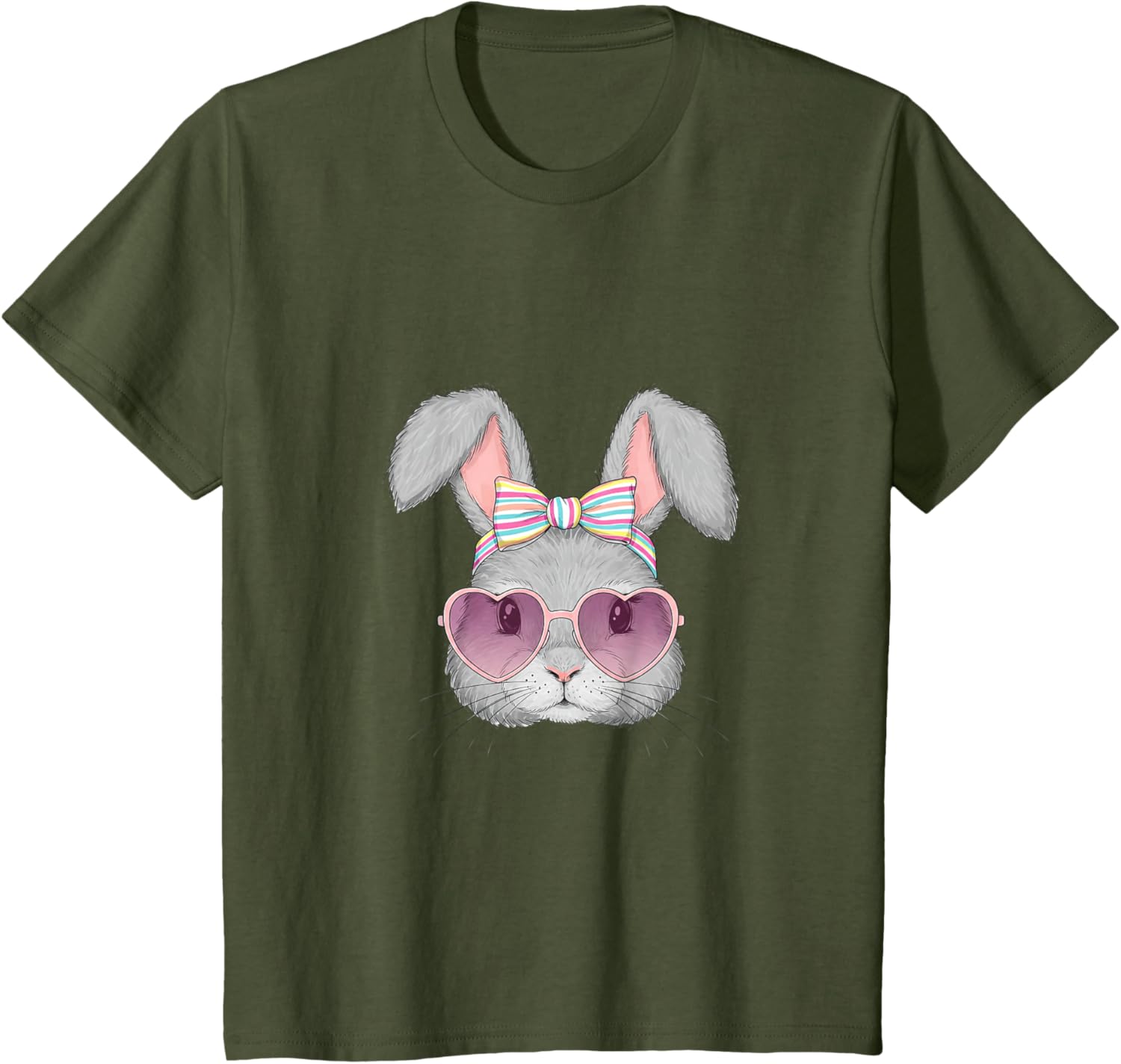 Cute Bunny Rabbit Face Coquette Bow Easter Day Girls Women T-Shirt