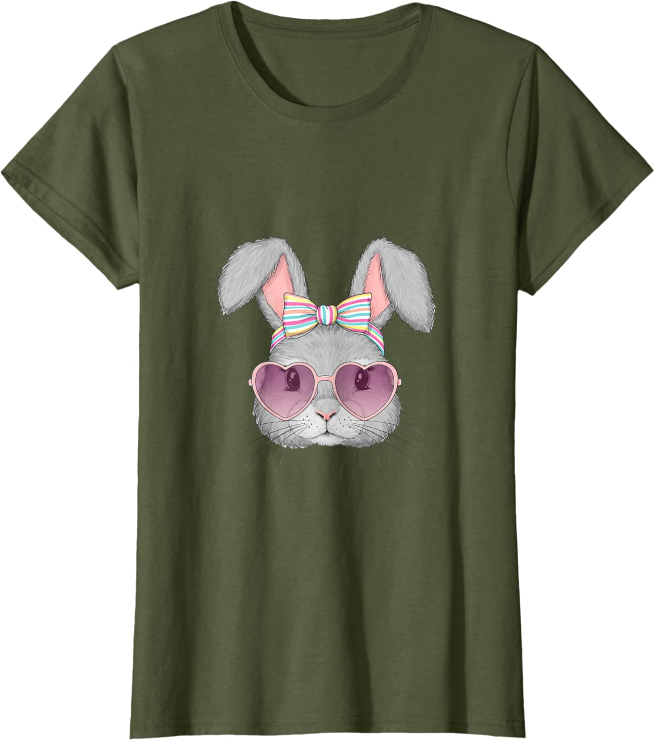 Cute Bunny Rabbit Face Coquette Bow Easter Day Girls Women T-Shirt