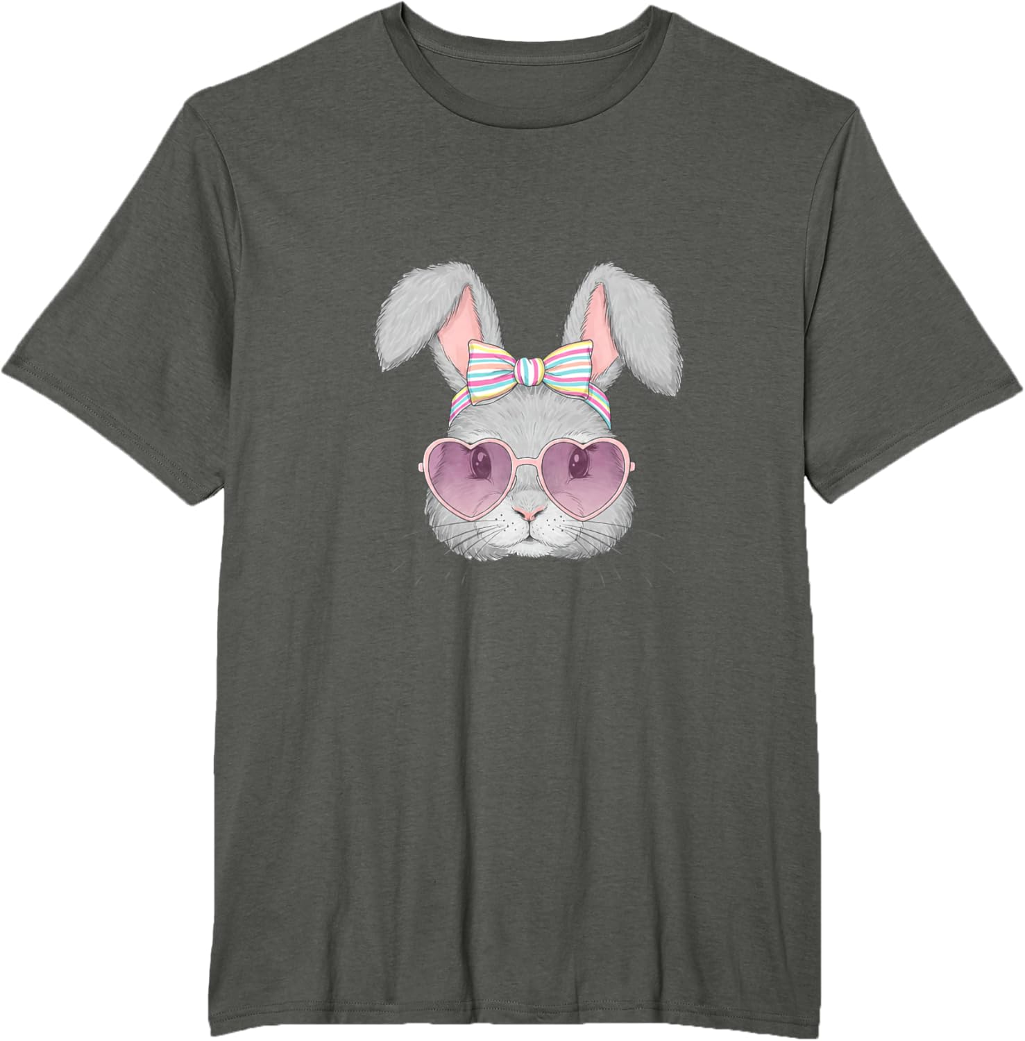 Cute Bunny Rabbit Face Coquette Bow Easter Day Girls Women T-Shirt