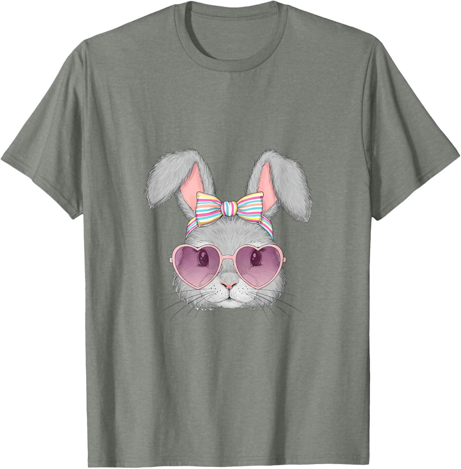 Cute Bunny Rabbit Face Coquette Bow Easter Day Girls Women T-Shirt