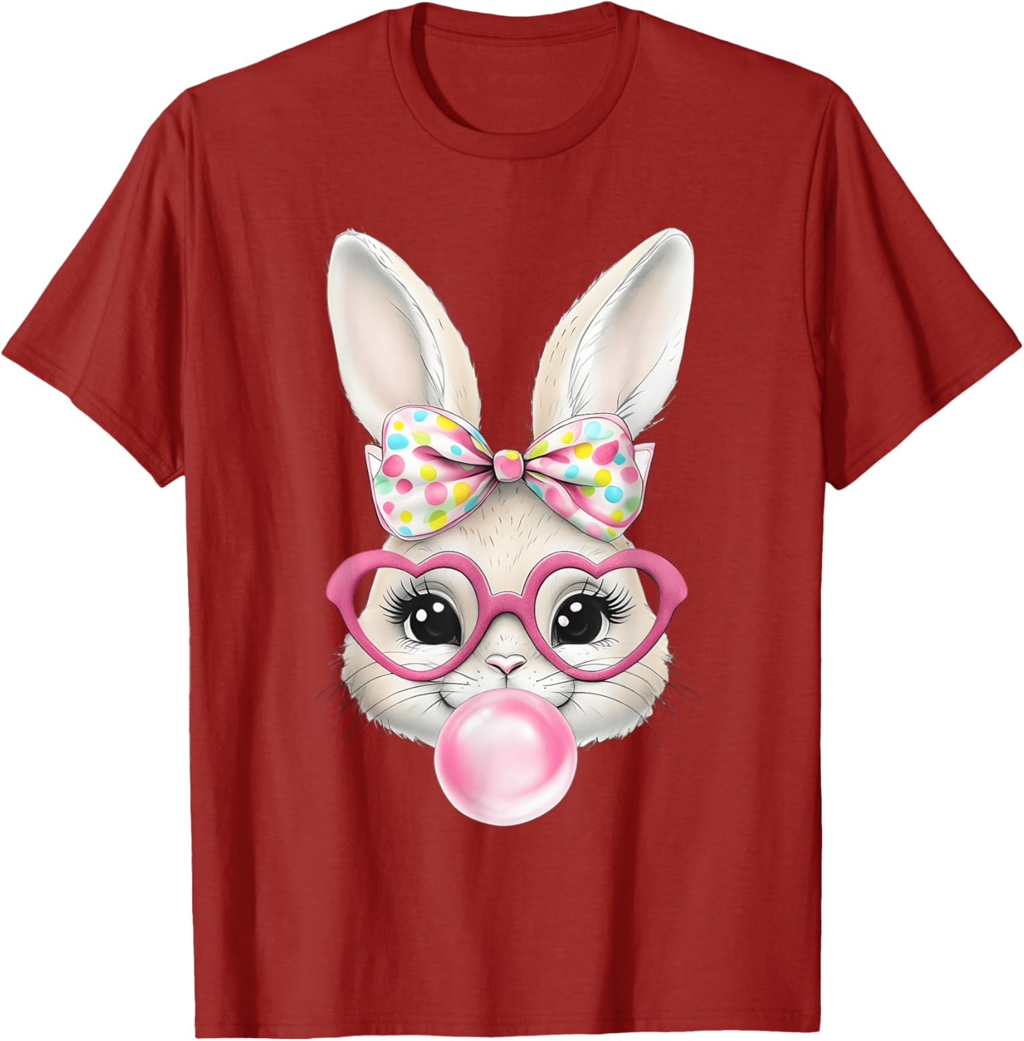 Cute Bunny Rabbit Face Coquette Bow Easter Day Girls Women T-Shirt