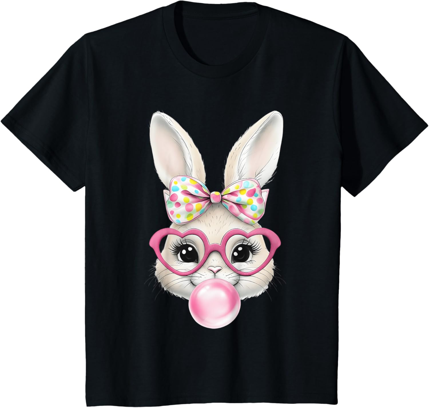 Cute Bunny Rabbit Face Coquette Bow Easter Day Girls Women T-Shirt