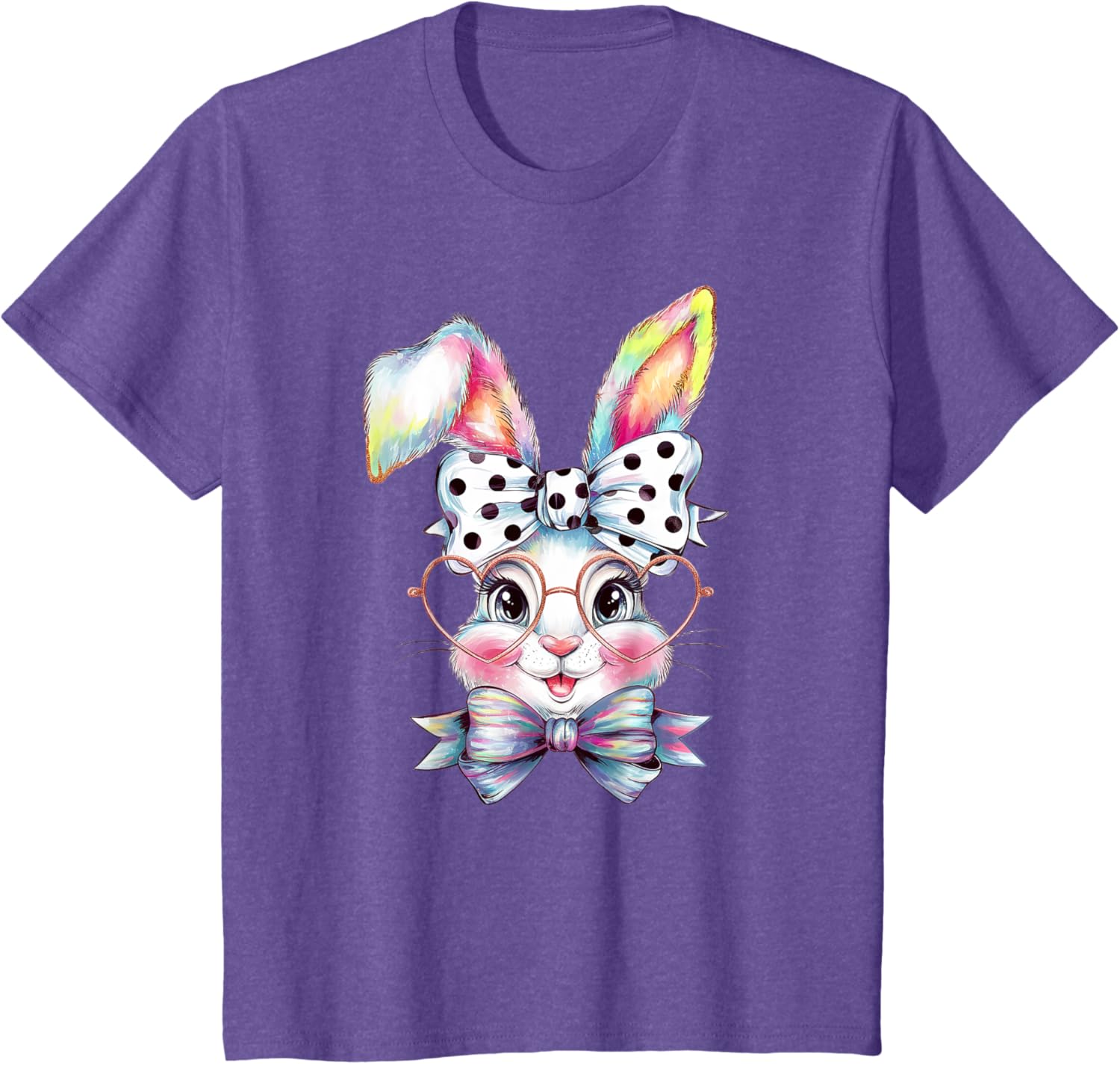 Cute Bunny Rabbit Face Coquette Bow Easter Day Girls Women T-Shirt