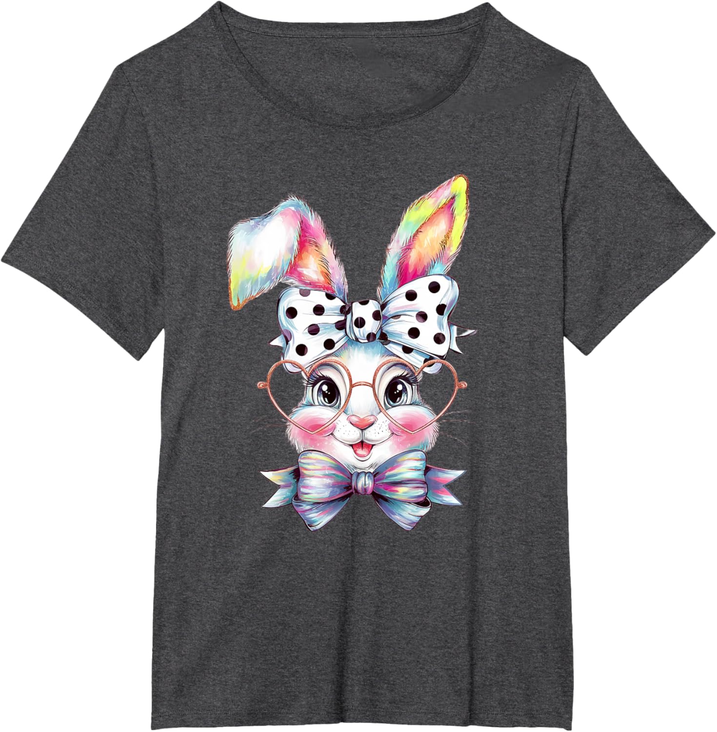 Cute Bunny Rabbit Face Coquette Bow Easter Day Girls Women T-Shirt