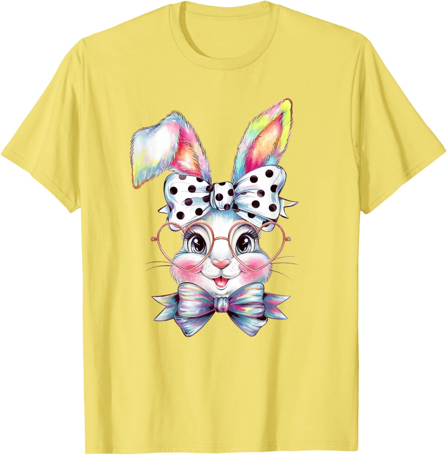 Cute Bunny Rabbit Face Coquette Bow Easter Day Girls Women T-Shirt