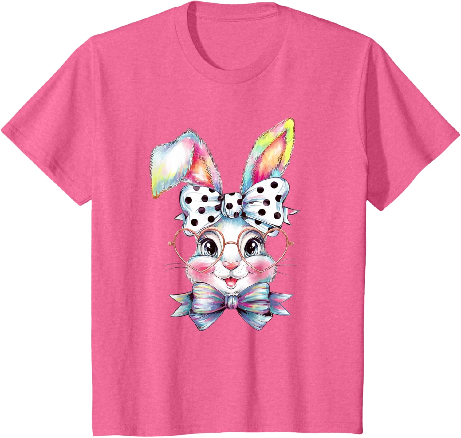 Cute Bunny Rabbit Face Coquette Bow Easter Day Girls Women T-Shirt