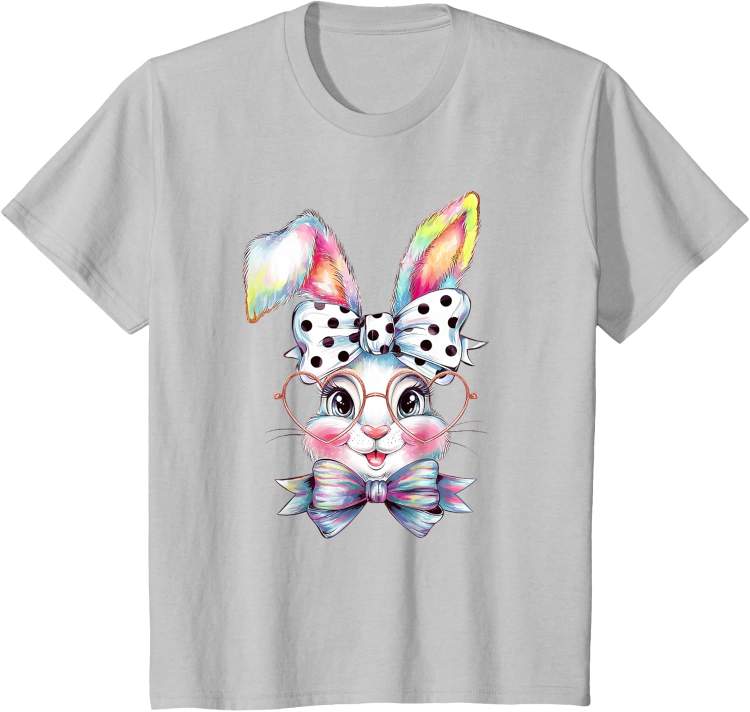 Cute Bunny Rabbit Face Coquette Bow Easter Day Girls Women T-Shirt