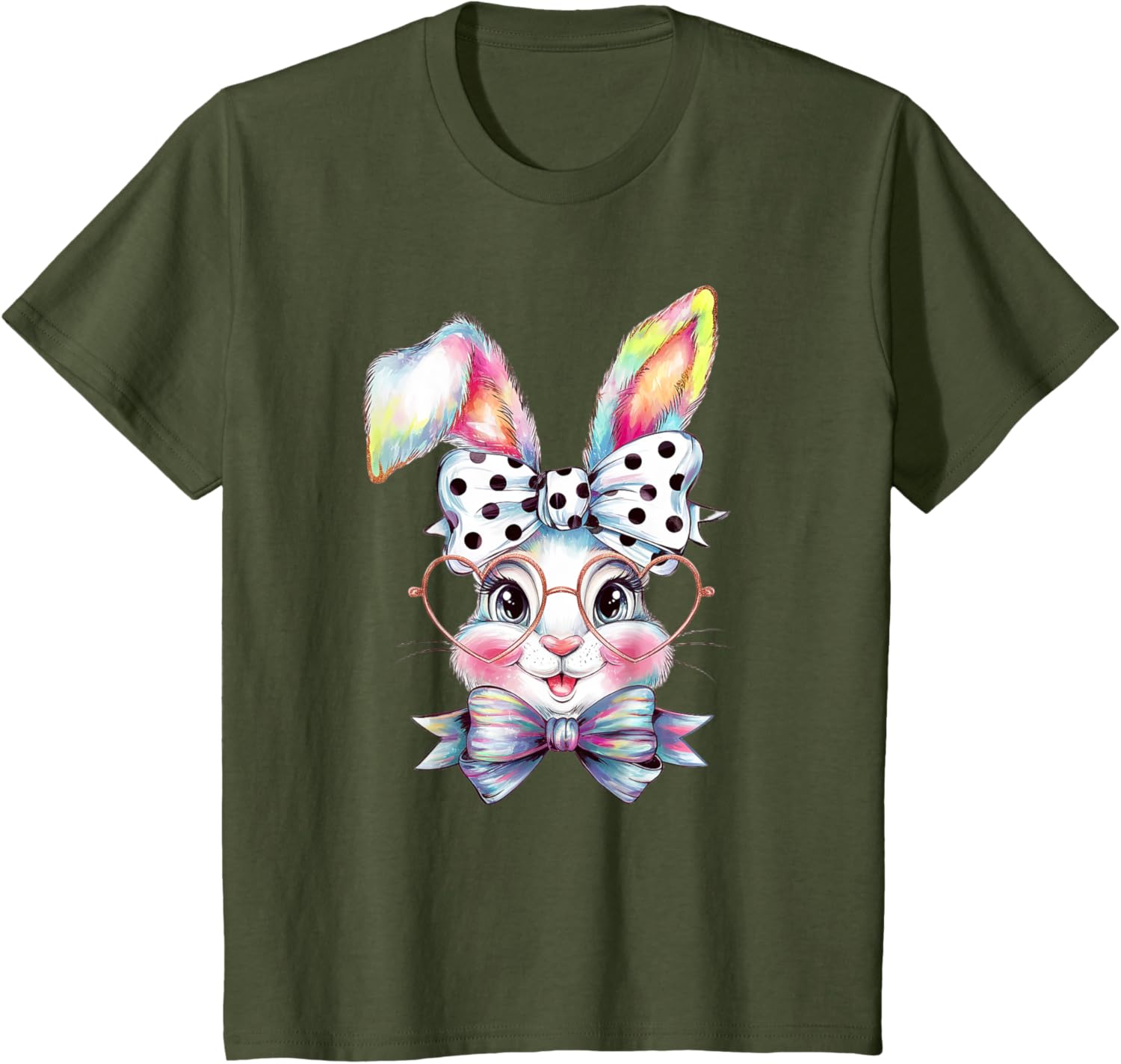 Cute Bunny Rabbit Face Coquette Bow Easter Day Girls Women T-Shirt