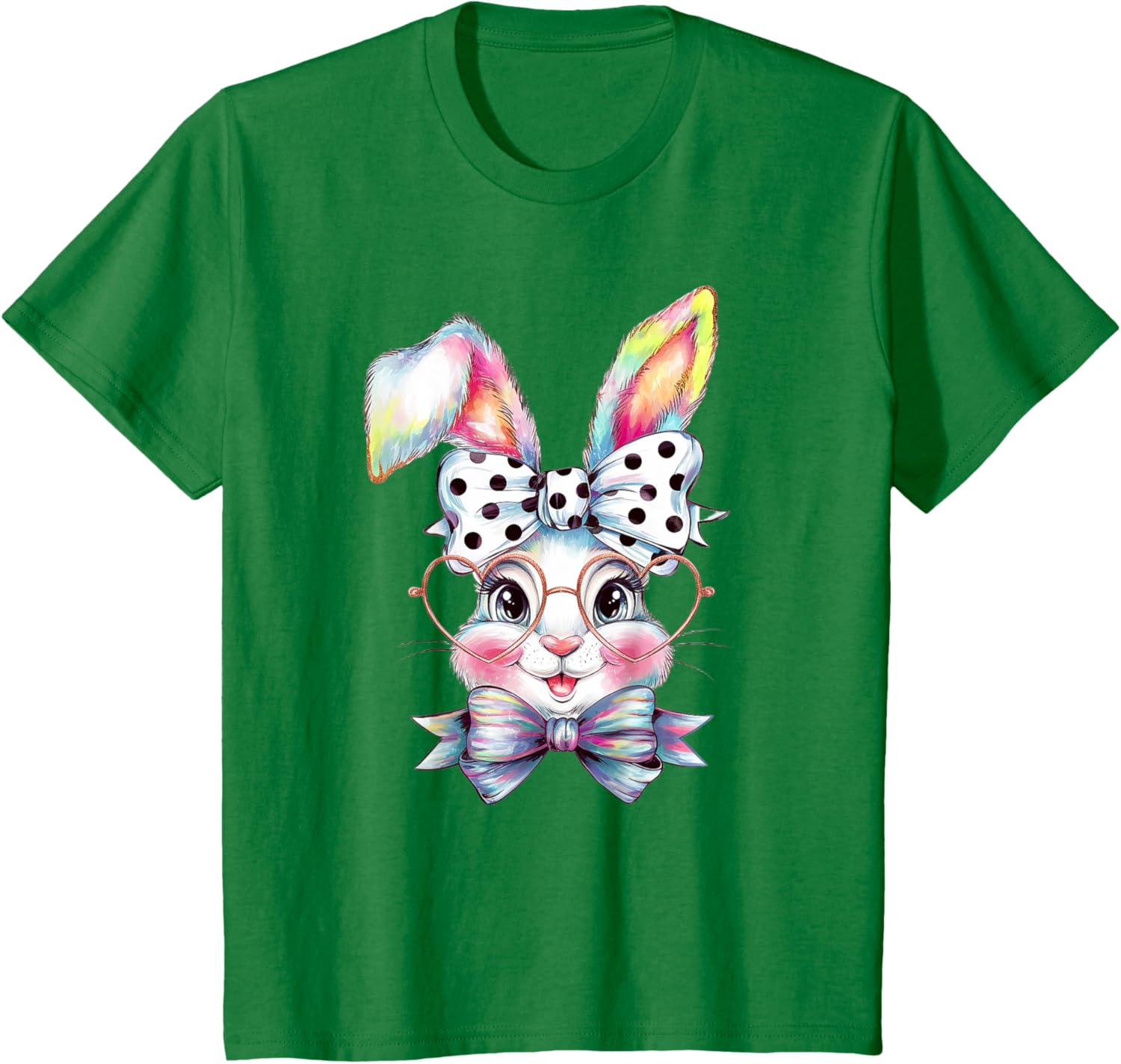 Cute Bunny Rabbit Face Coquette Bow Easter Day Girls Women T-Shirt