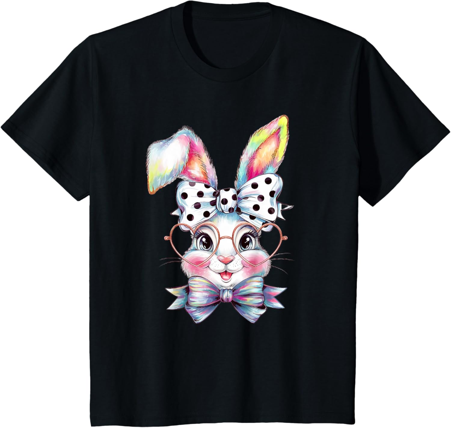 Cute Bunny Rabbit Face Coquette Bow Easter Day Girls Women T-Shirt