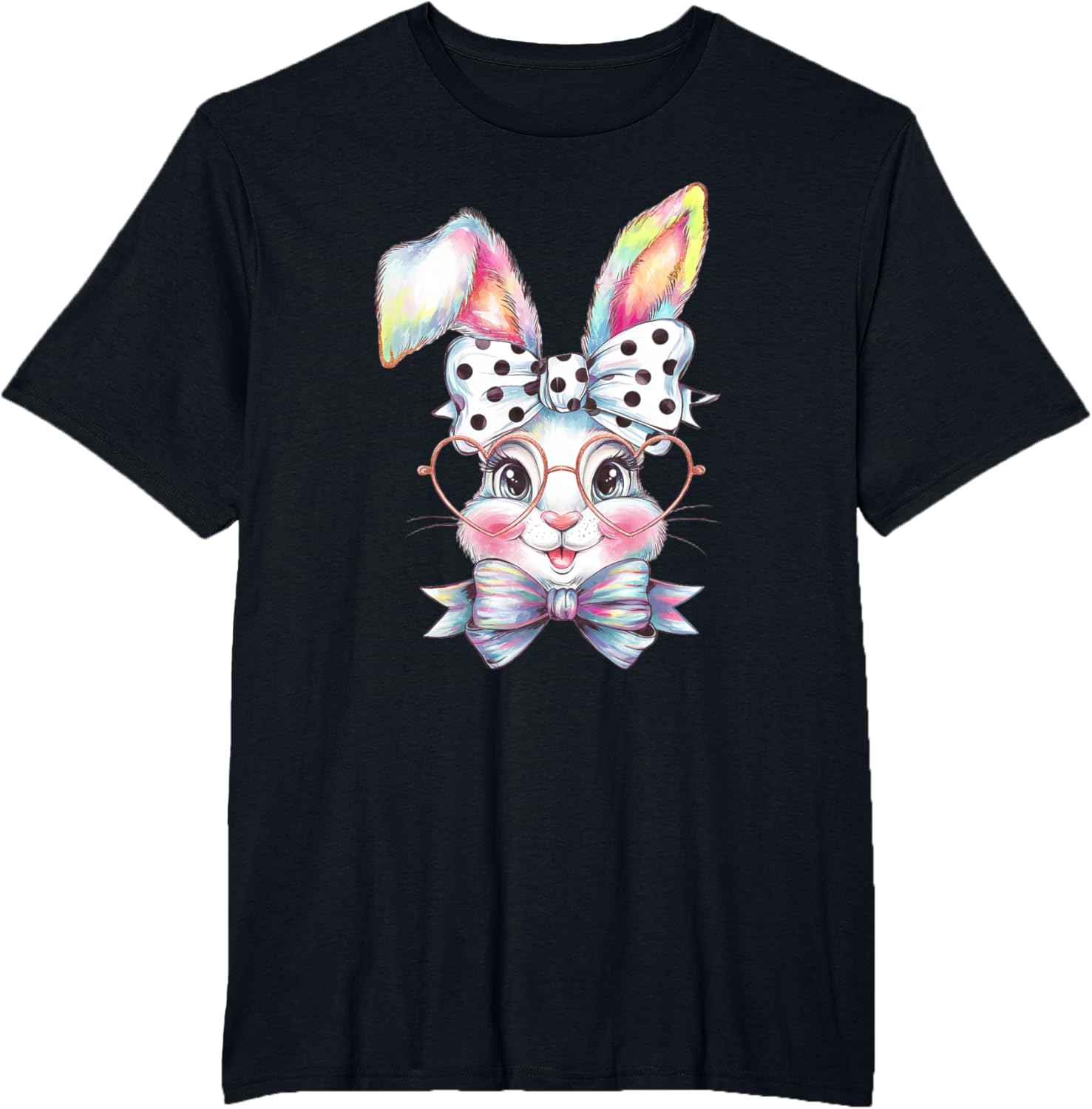 Cute Bunny Rabbit Face Coquette Bow Easter Day Girls Women T-Shirt