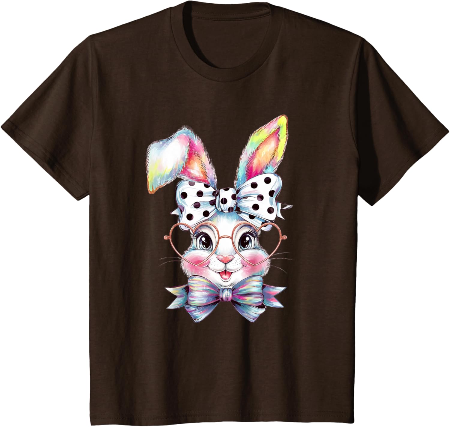 Cute Bunny Rabbit Face Coquette Bow Easter Day Girls Women T-Shirt