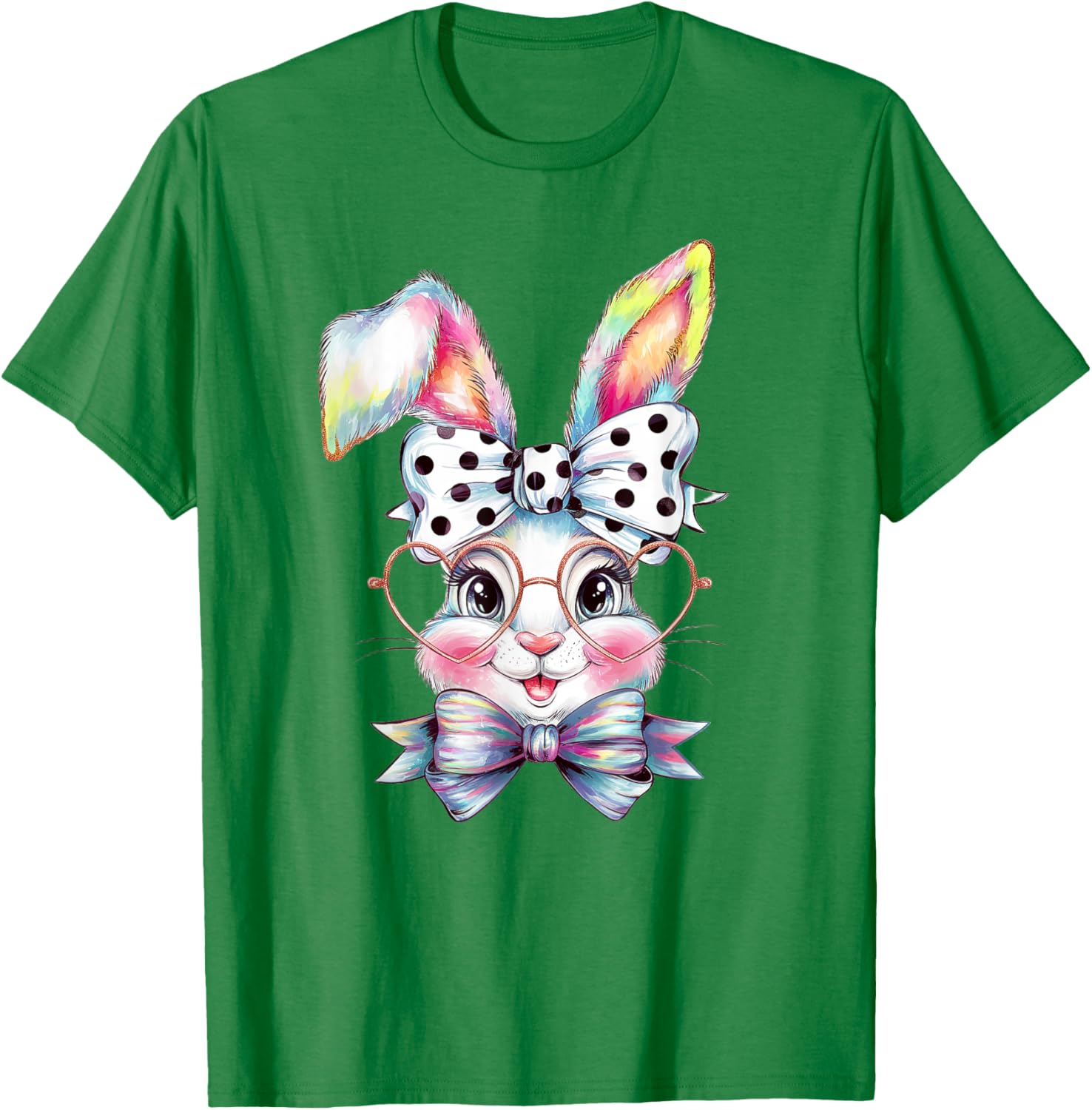 Cute Bunny Rabbit Face Coquette Bow Easter Day Girls Women T-Shirt