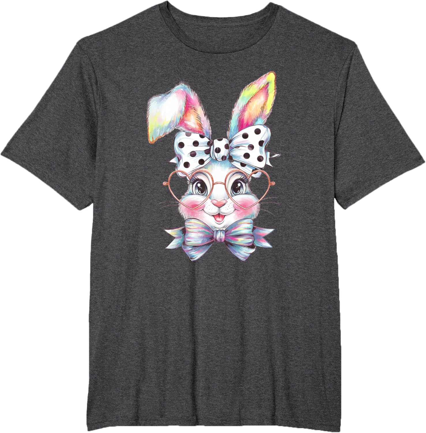 Cute Bunny Rabbit Face Coquette Bow Easter Day Girls Women T-Shirt