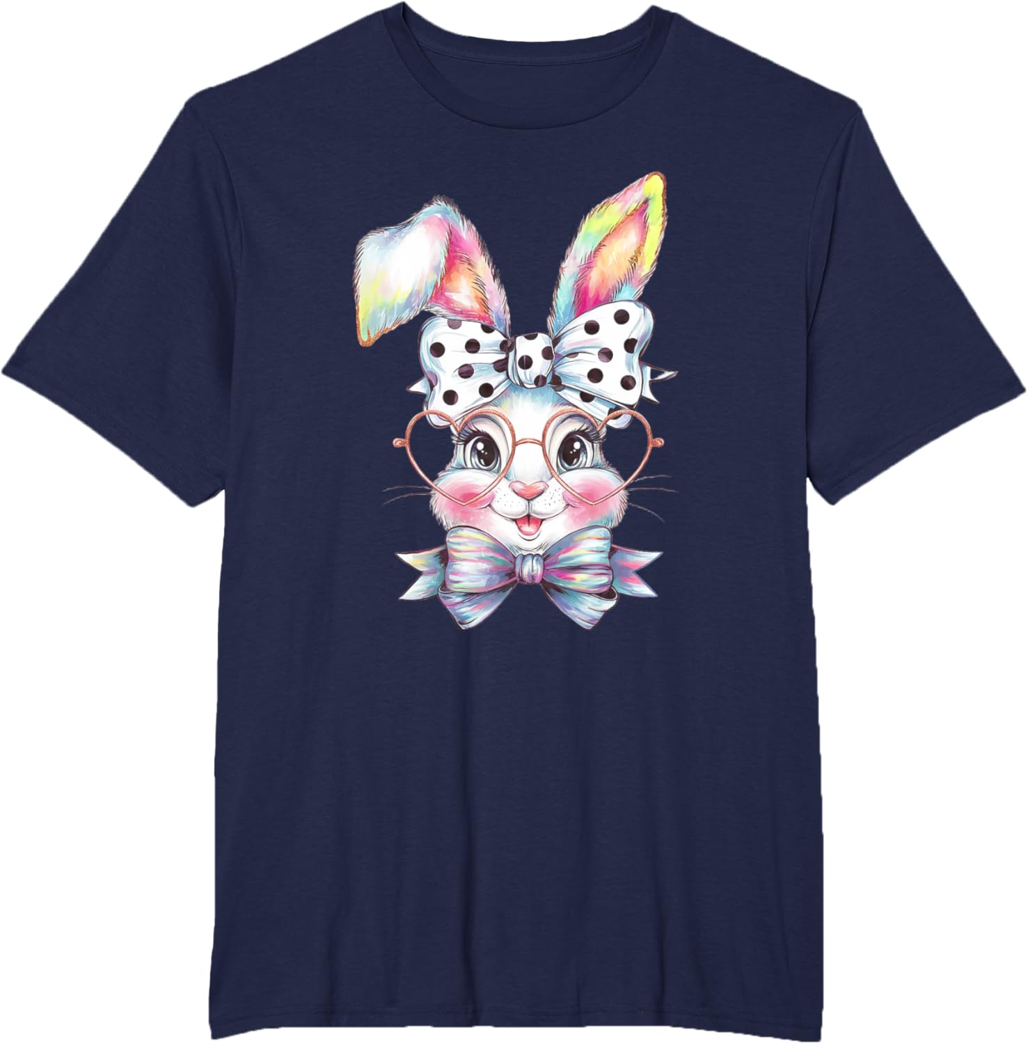 Cute Bunny Rabbit Face Coquette Bow Easter Day Girls Women T-Shirt