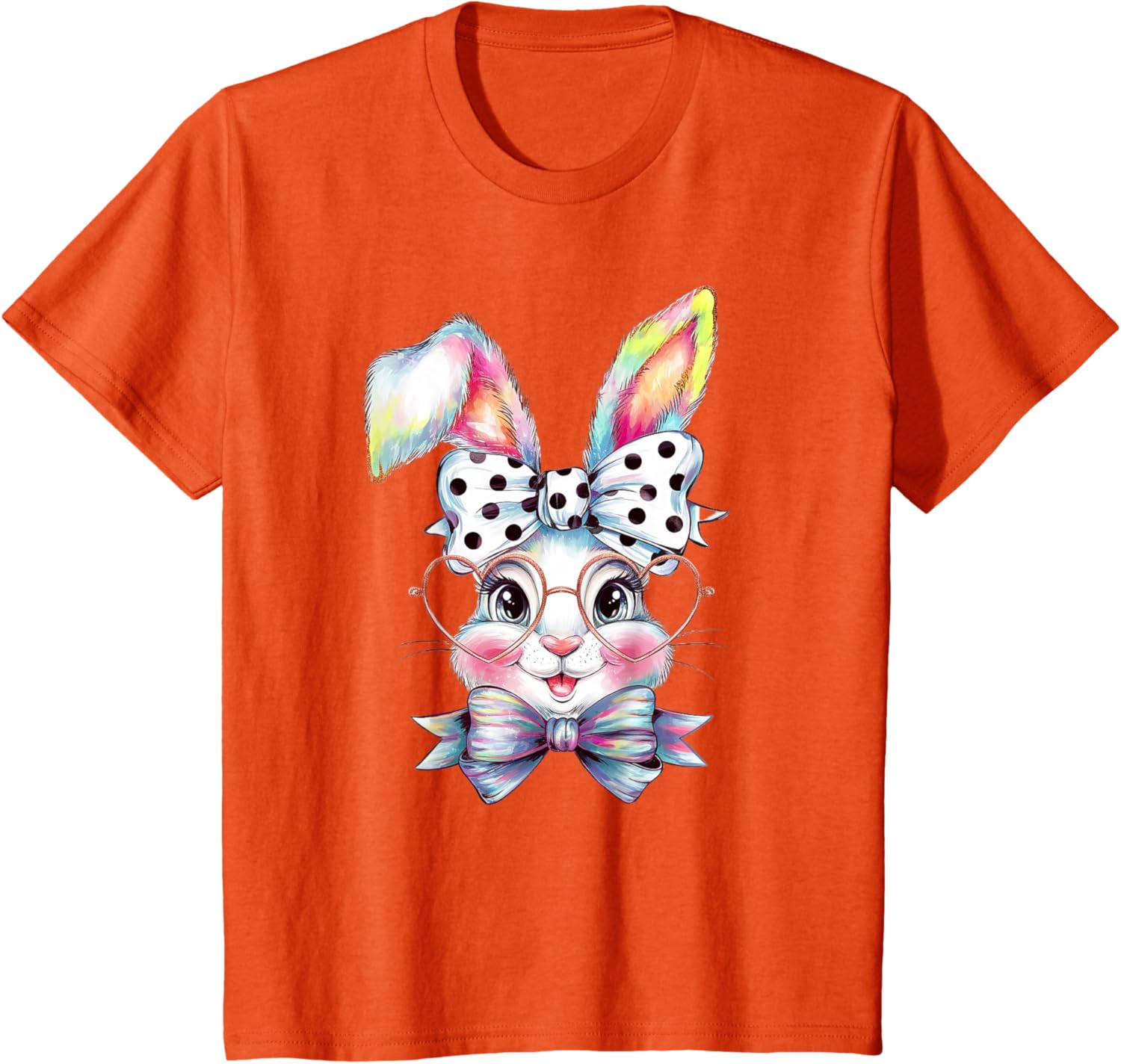 Cute Bunny Rabbit Face Coquette Bow Easter Day Girls Women T-Shirt