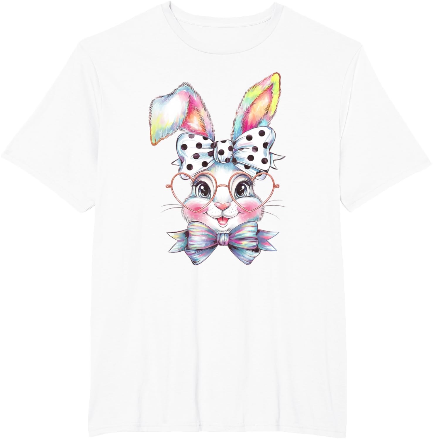 Cute Bunny Rabbit Face Coquette Bow Easter Day Girls Women T-Shirt