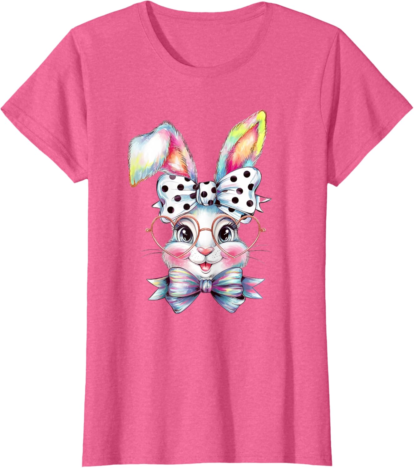 Cute Bunny Rabbit Face Coquette Bow Easter Day Girls Women T-Shirt