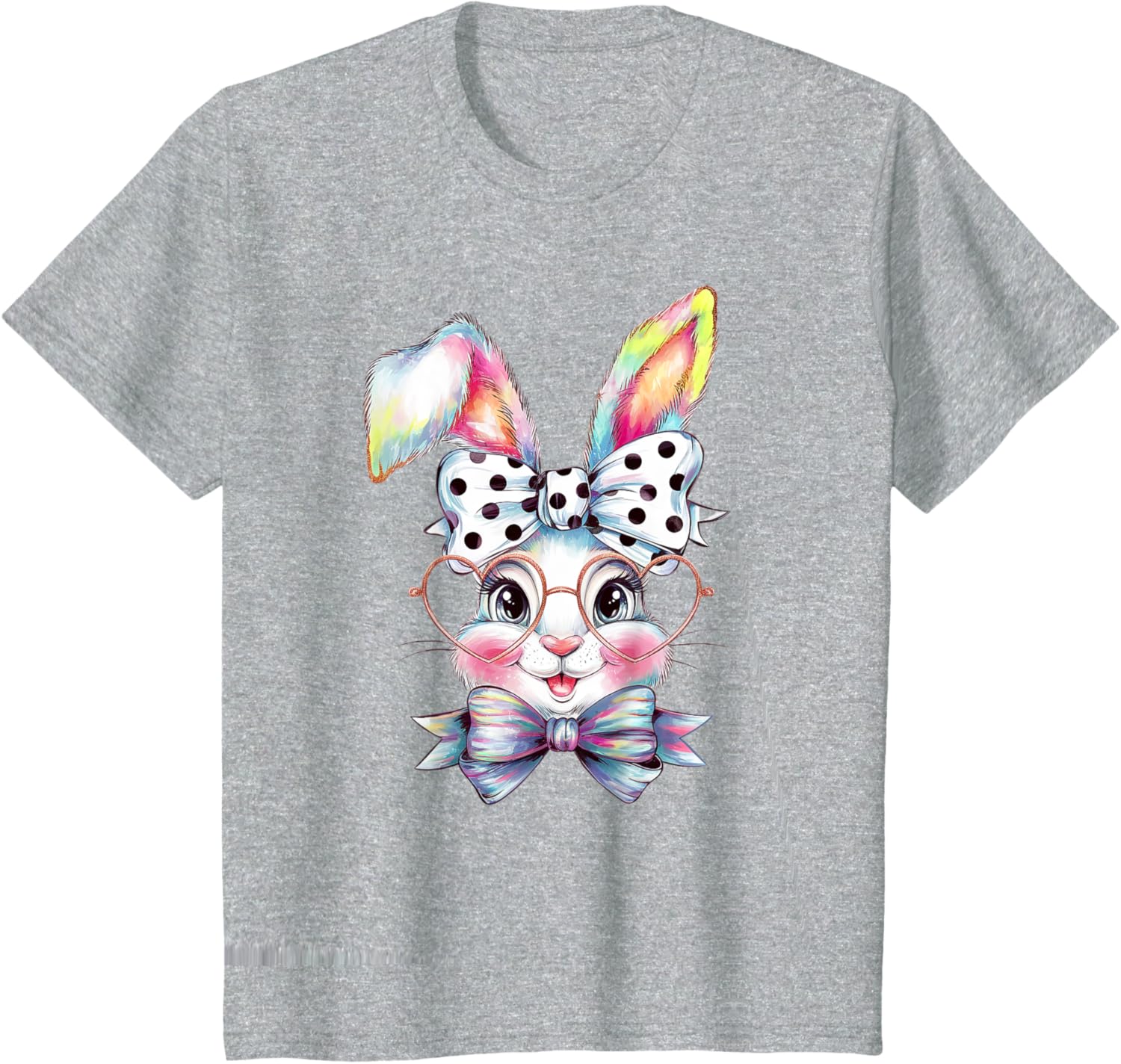 Cute Bunny Rabbit Face Coquette Bow Easter Day Girls Women T-Shirt