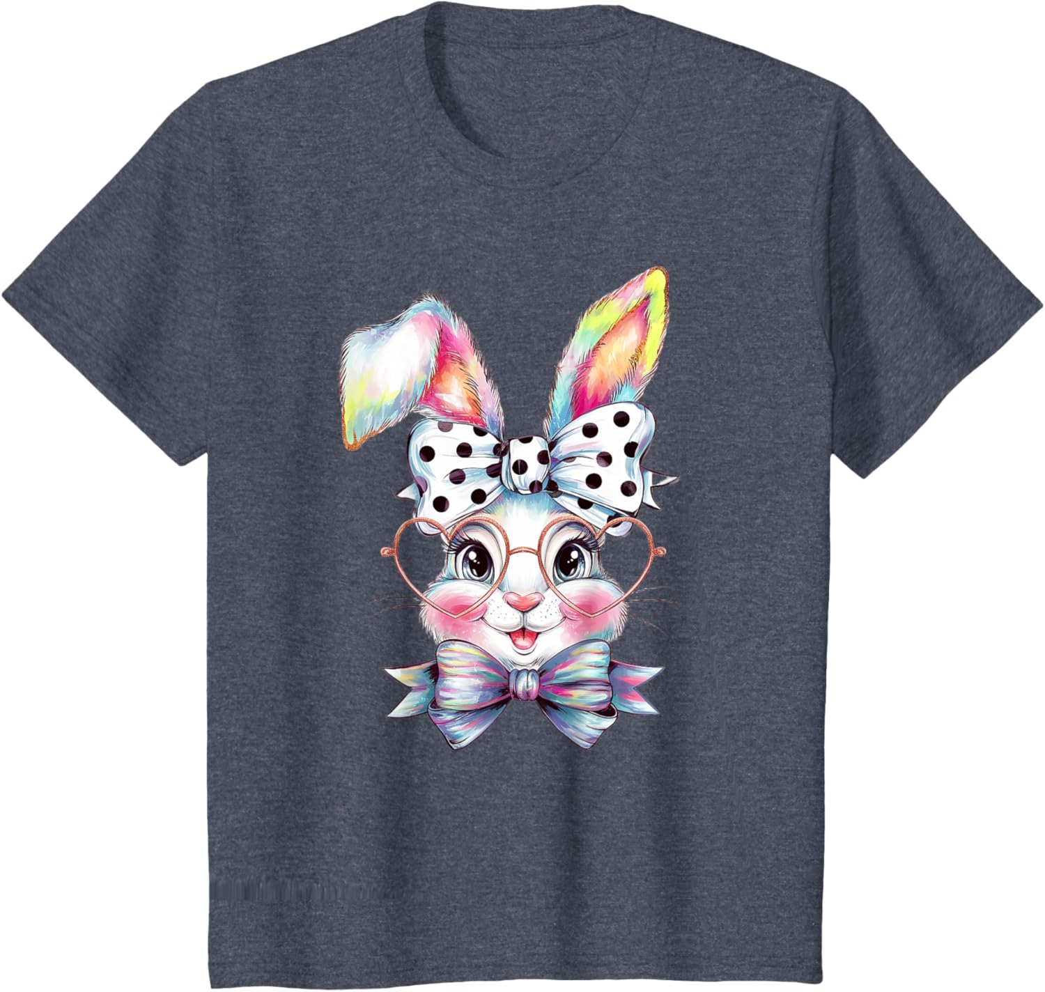 Cute Bunny Rabbit Face Coquette Bow Easter Day Girls Women T-Shirt