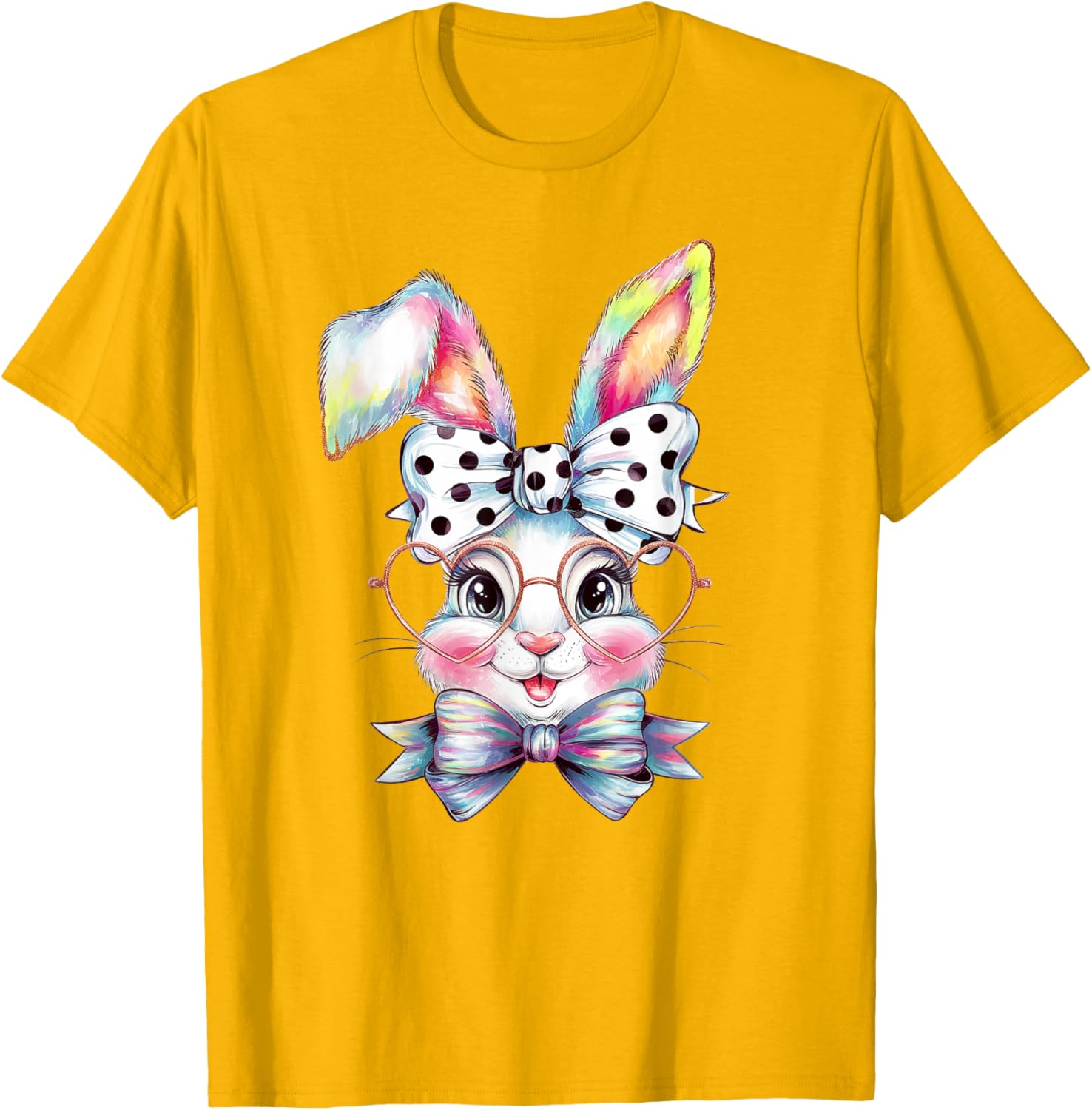 Cute Bunny Rabbit Face Coquette Bow Easter Day Girls Women T-Shirt