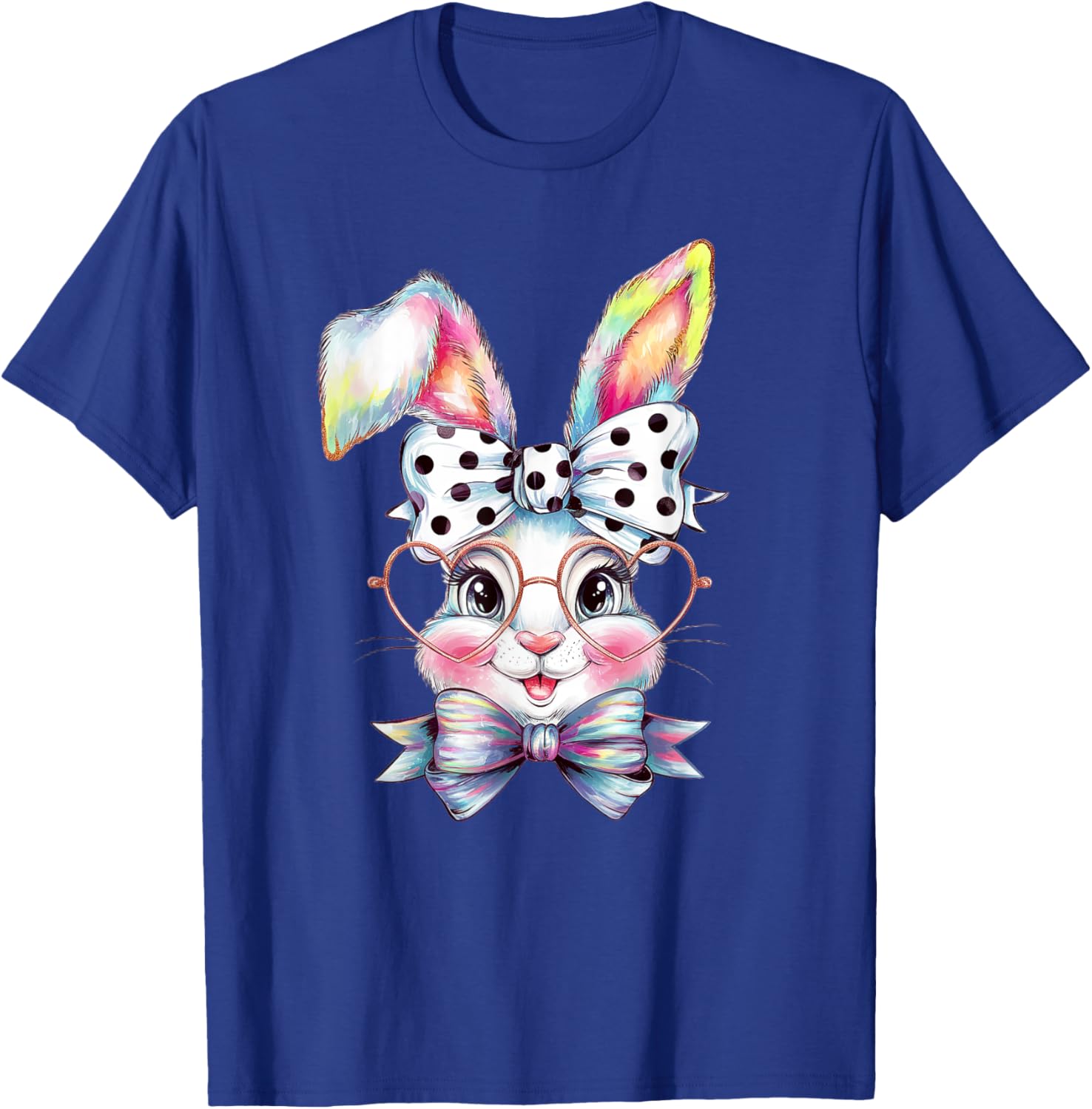 Cute Bunny Rabbit Face Coquette Bow Easter Day Girls Women T-Shirt