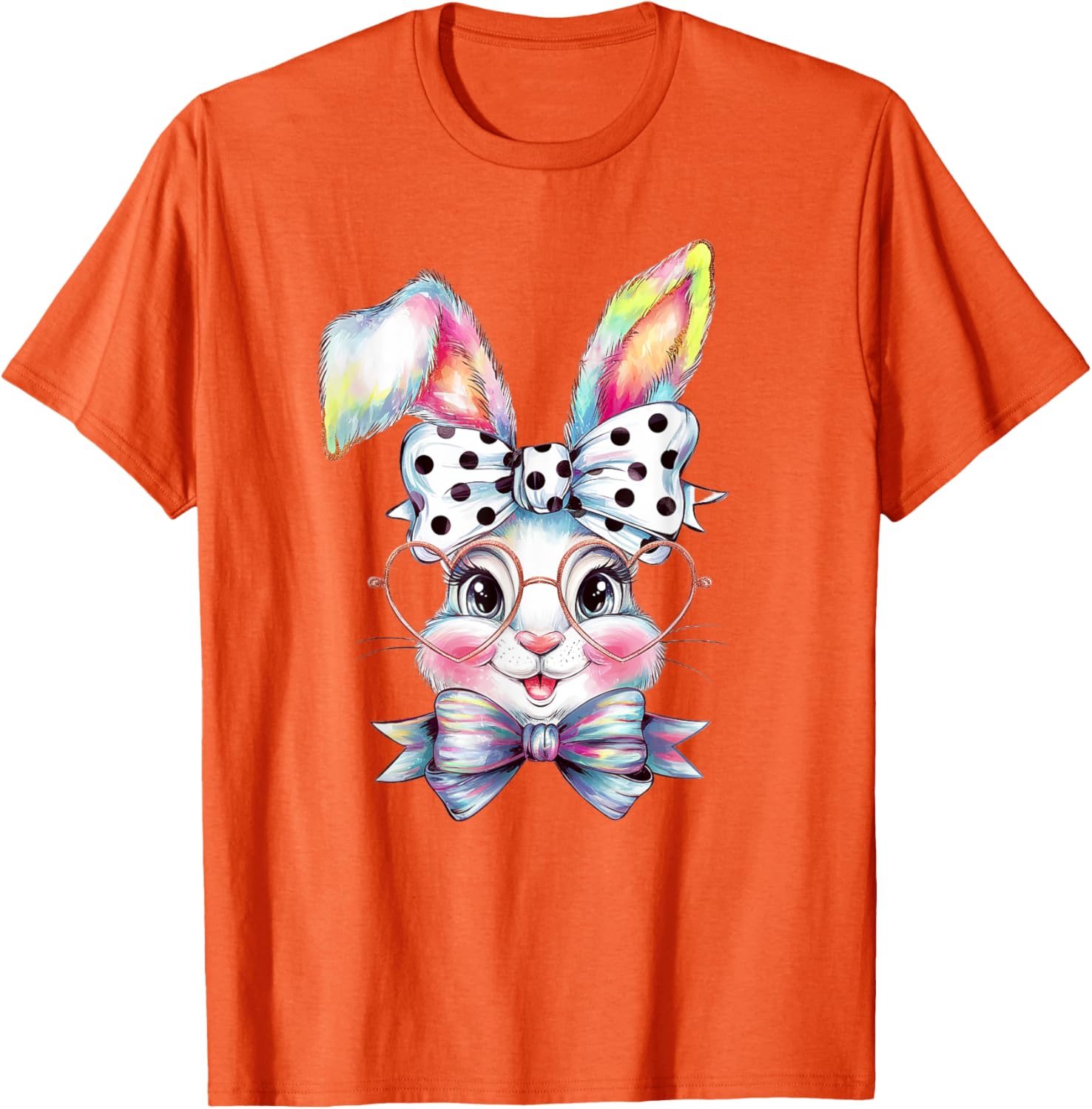 Cute Bunny Rabbit Face Coquette Bow Easter Day Girls Women T-Shirt