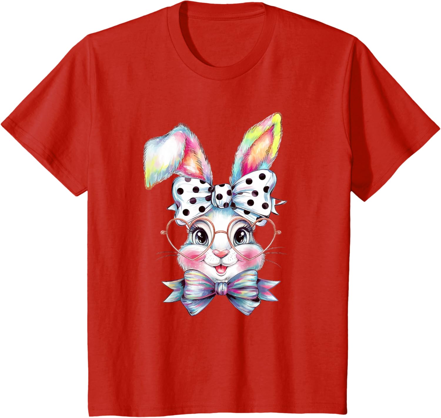 Cute Bunny Rabbit Face Coquette Bow Easter Day Girls Women T-Shirt