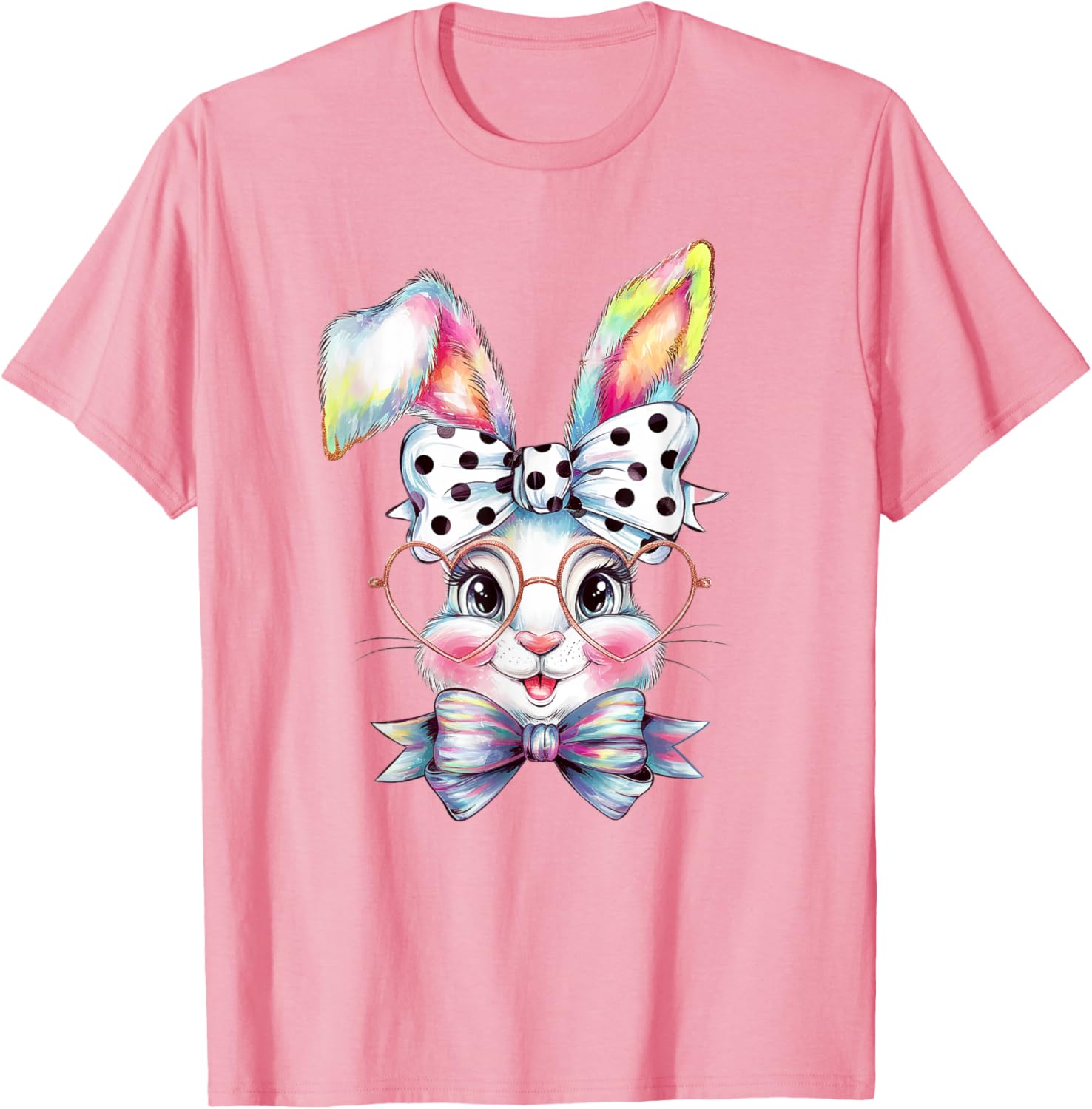 Cute Bunny Rabbit Face Coquette Bow Easter Day Girls Women T-Shirt