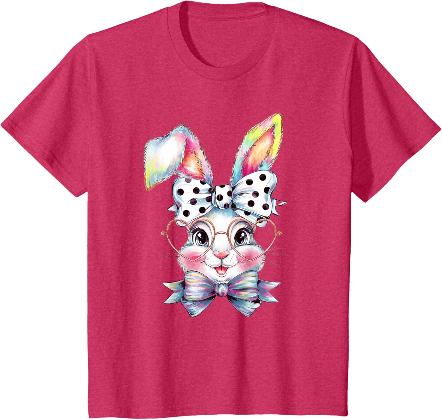 Cute Bunny Rabbit Face Coquette Bow Easter Day Girls Women T-Shirt