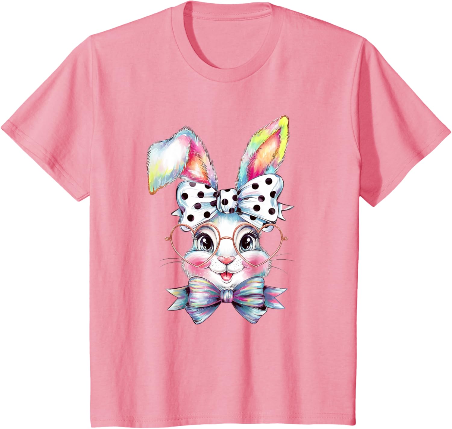 Cute Bunny Rabbit Face Coquette Bow Easter Day Girls Women T-Shirt