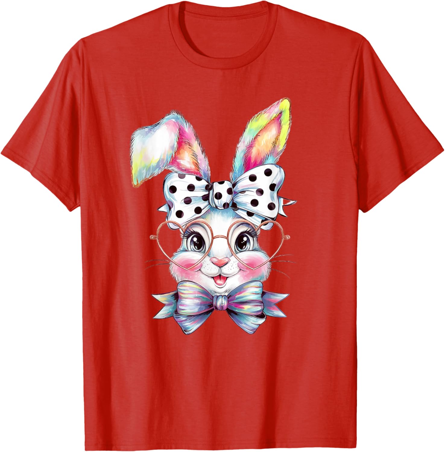 Cute Bunny Rabbit Face Coquette Bow Easter Day Girls Women T-Shirt