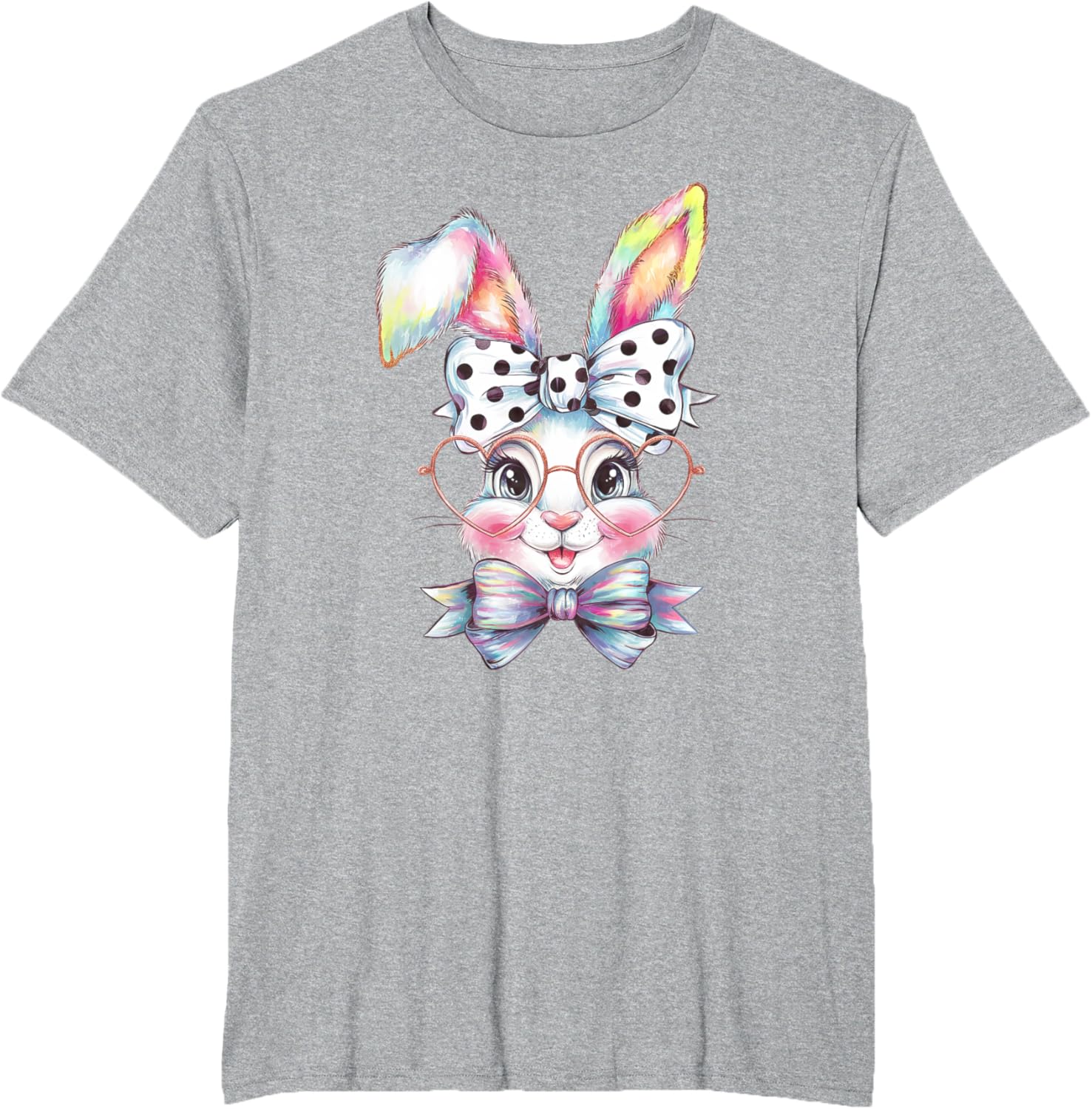 Cute Bunny Rabbit Face Coquette Bow Easter Day Girls Women T-Shirt